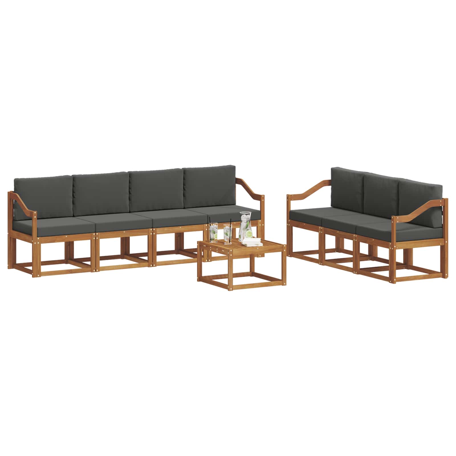 Set vanjskih sofa 8 kom. Prirodna i antracit
