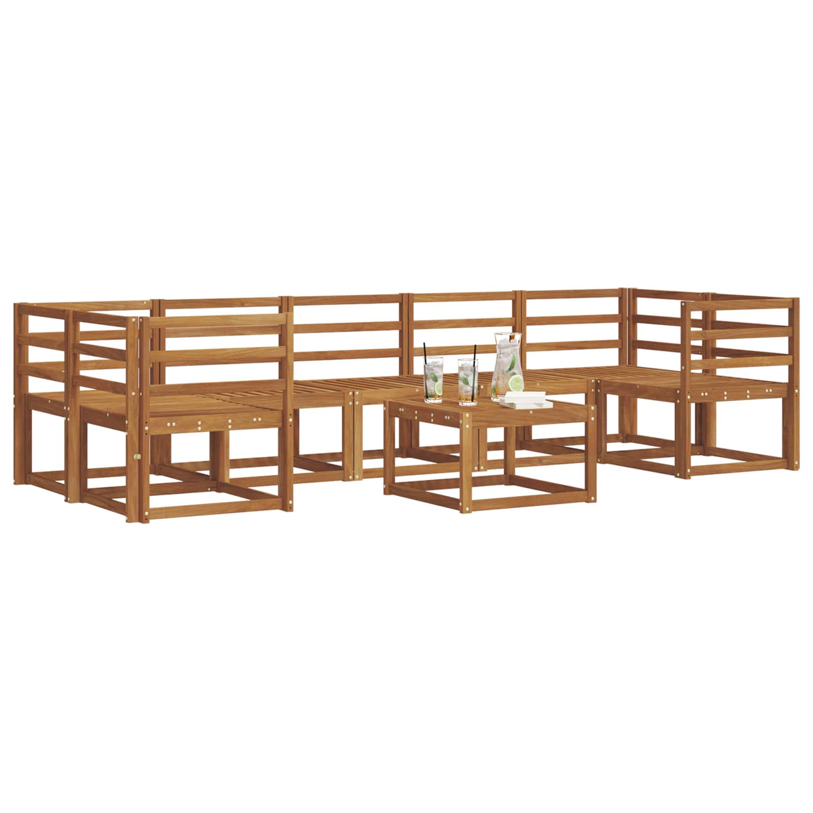 Set vanjskih sofa 8 pcs Prirodna Čvrsto drvo akacije