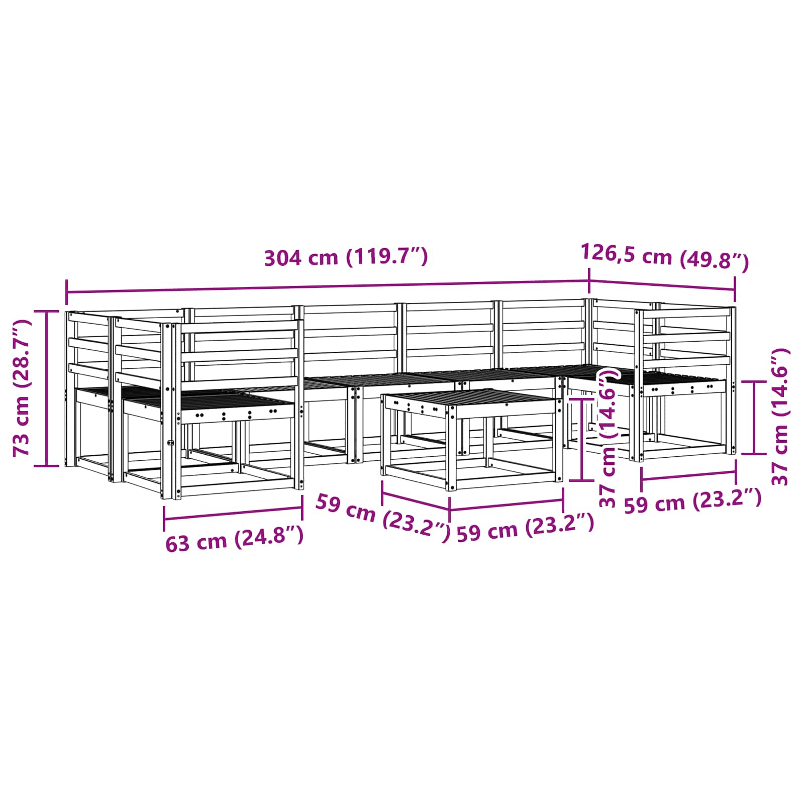 Set vanjskih sofa 8 pcs Prirodna Čvrsto drvo akacije