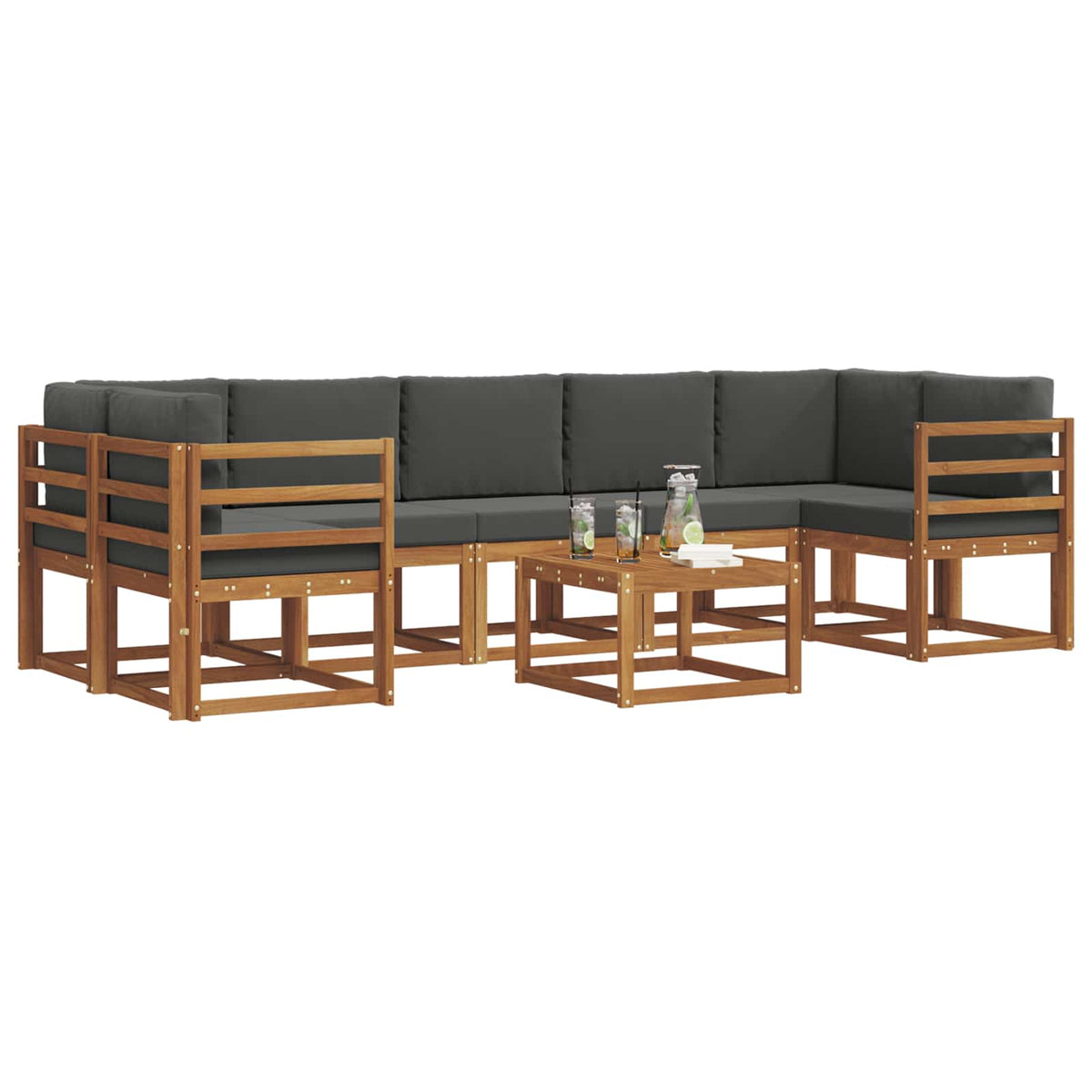Set vanjskih sofa 8 kom. Prirodna i antracit