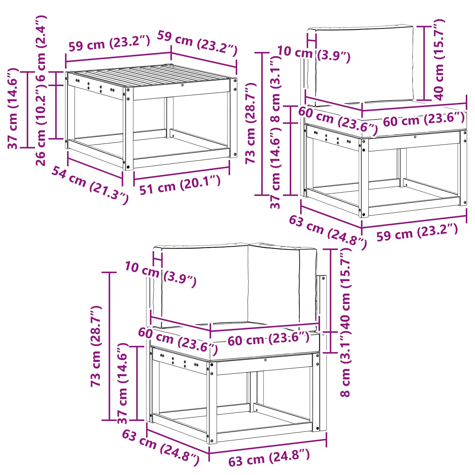 Set vanjskih sofa s jastukom 8 pcs Prirodna i antracit