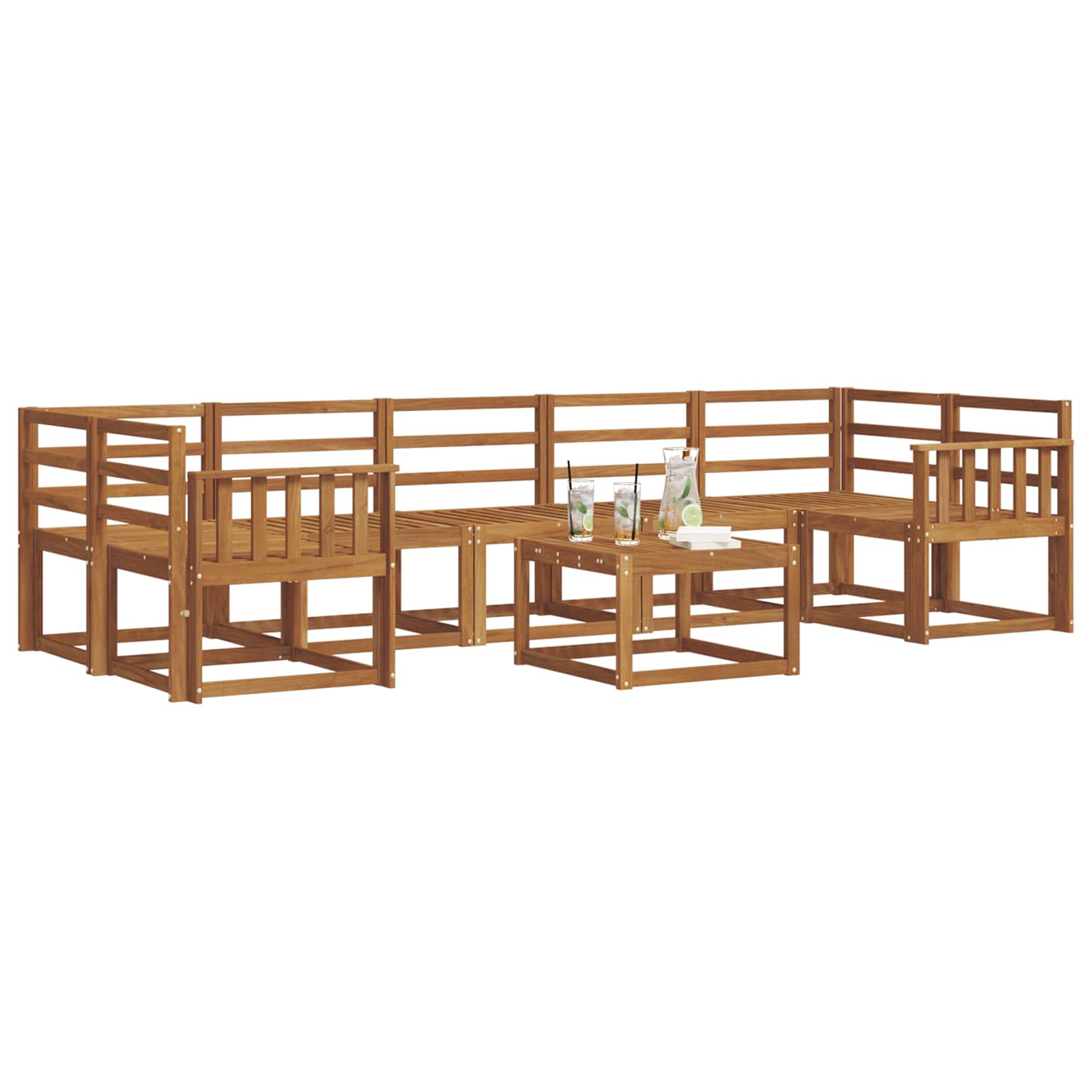 Set vanjskih sofa 8 pcs Prirodna Čvrsto drvo akacije