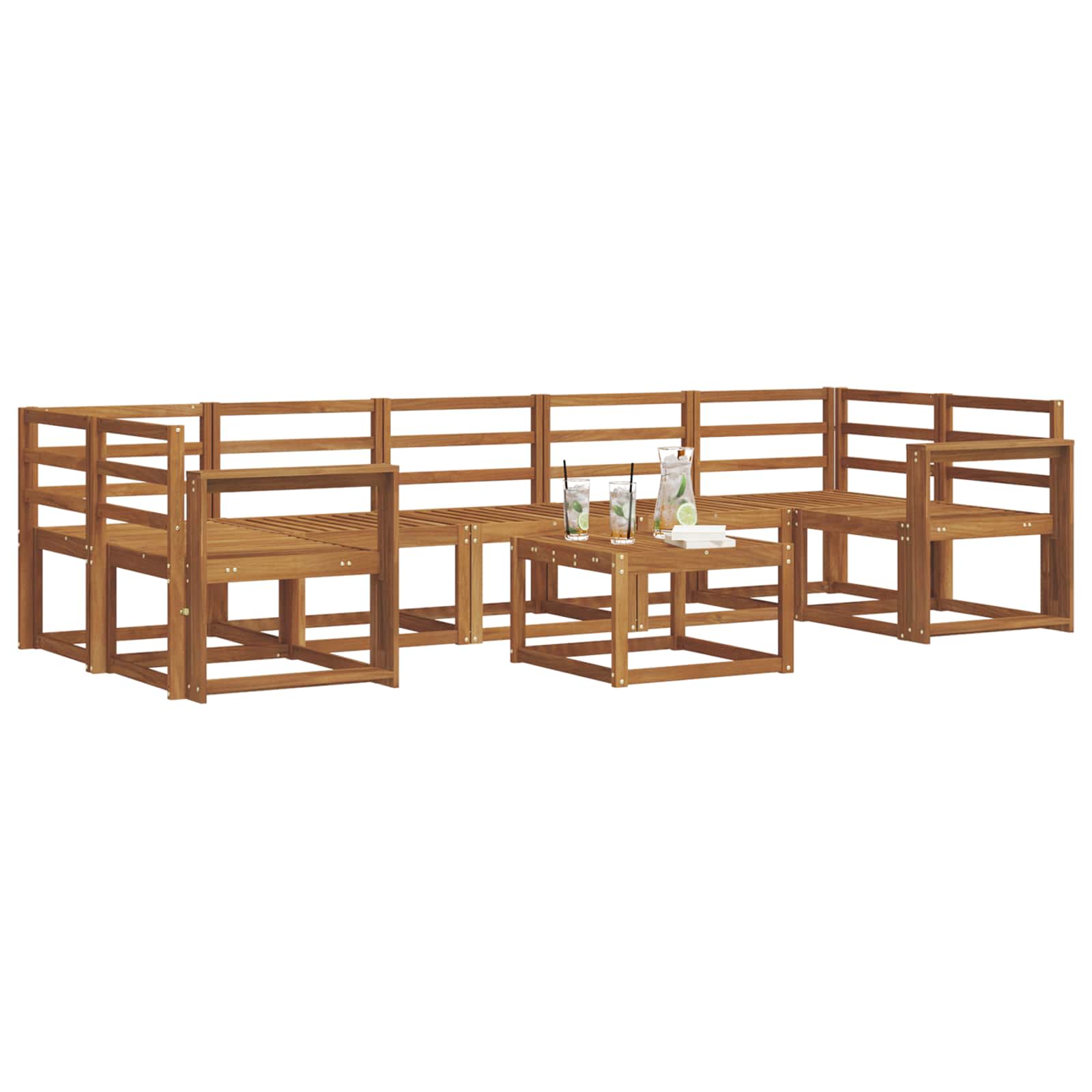 Set vanjskih sofa 8 pcs Prirodna Čvrsto drvo akacije