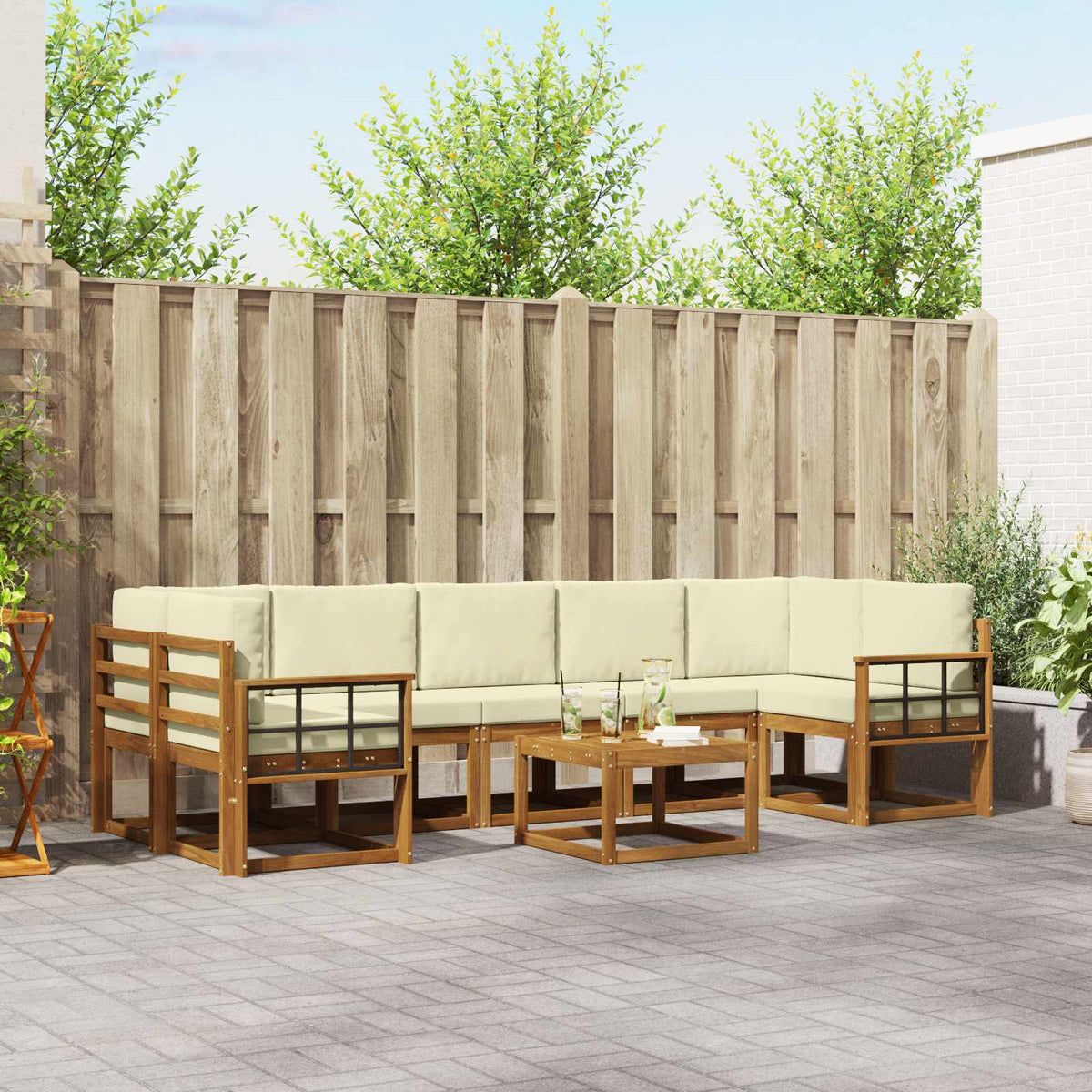 Set vanjskih sofa 8 kom. Prirodna i krem