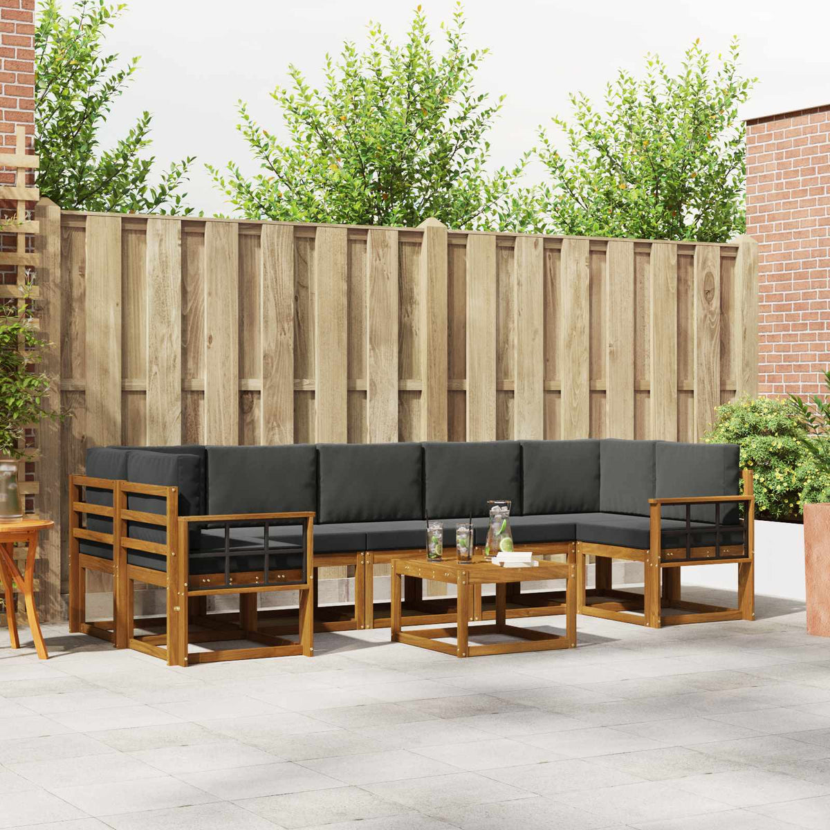 Set vanjskih sofa 8 kom. Prirodna i antracit