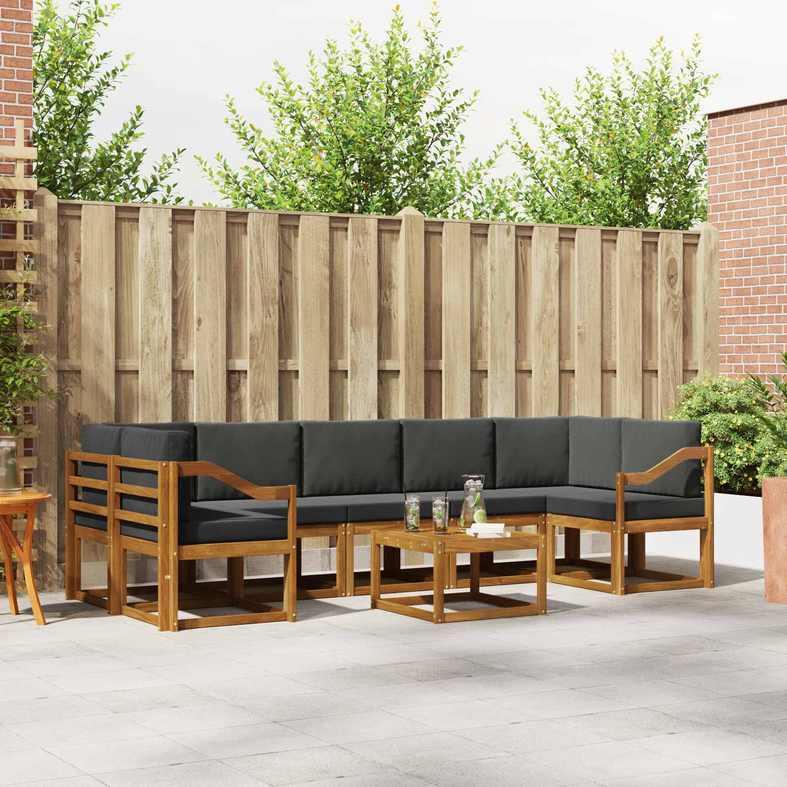 Set vanjskih sofa 8 kom. Prirodna i antracit