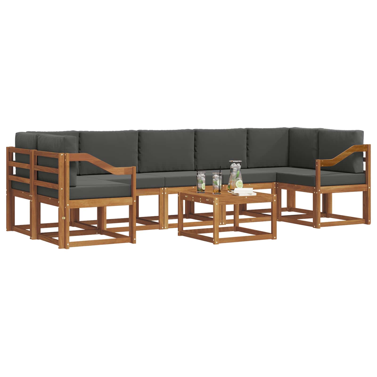 Set vanjskih sofa 8 kom. Prirodna i antracit