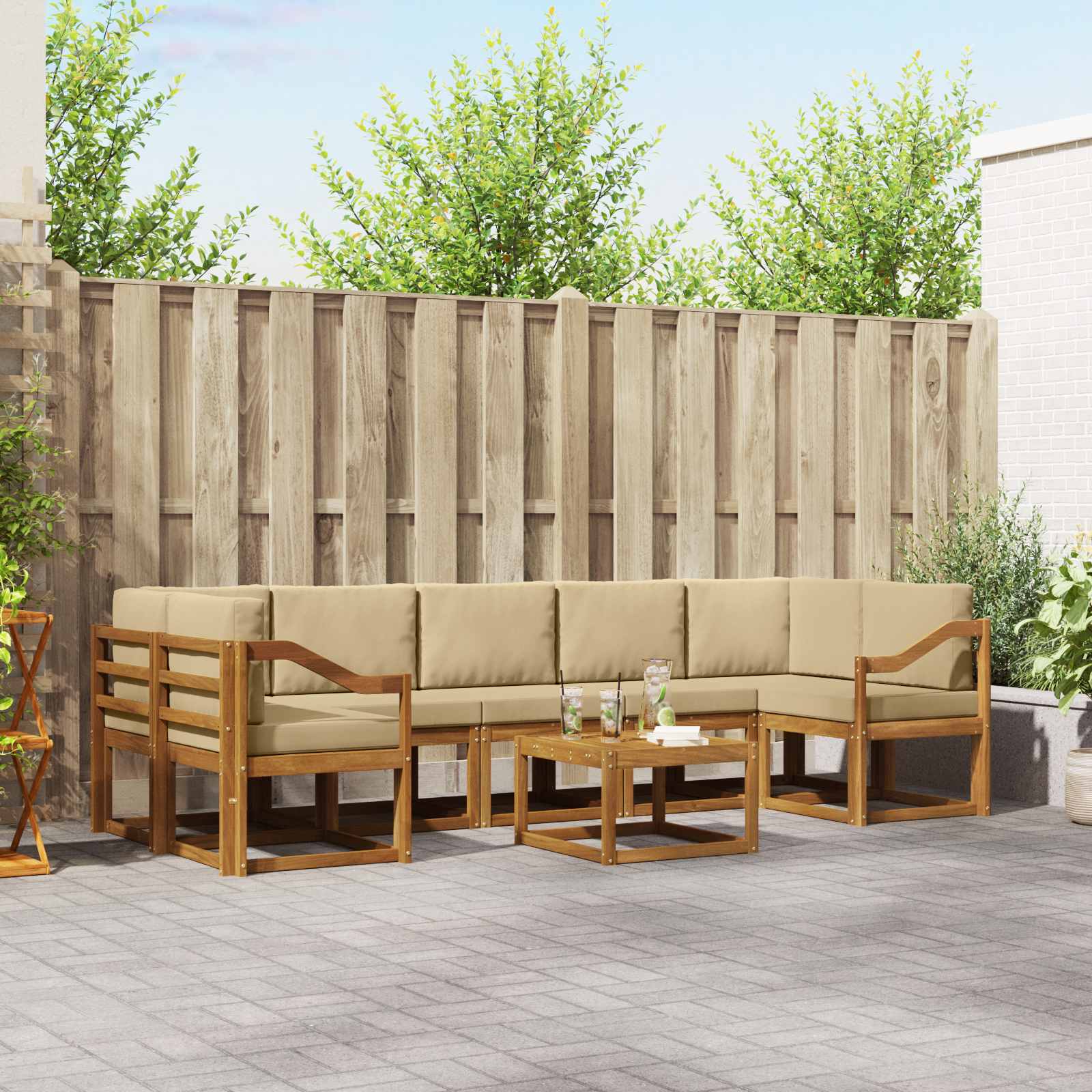 Set vanjskih sofa 8 kom. Prirodna i bež