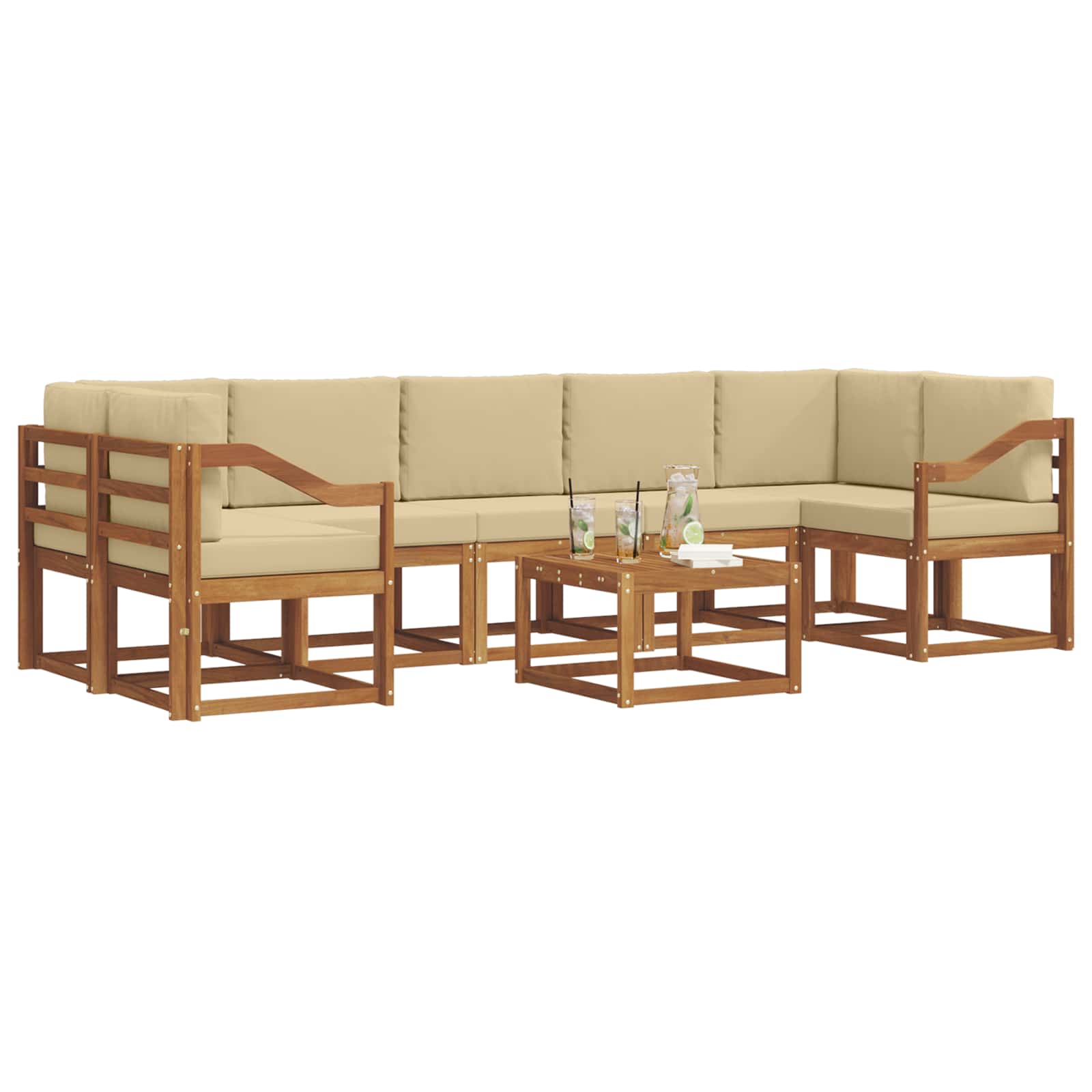 Set vanjskih sofa 8 kom. Prirodna i bež