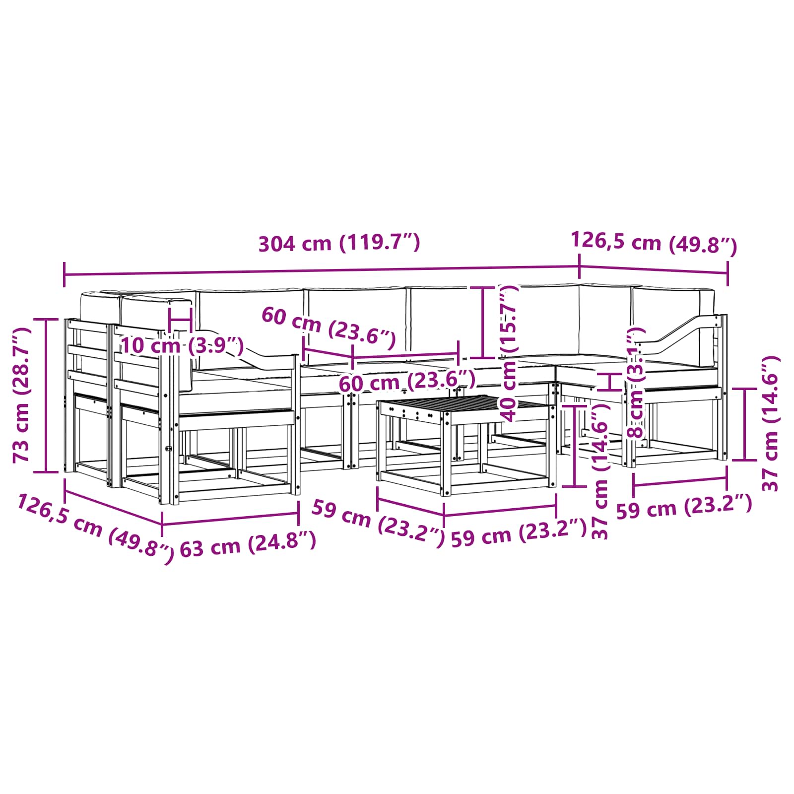 Set vanjskih sofa 8 kom. Prirodna i bež