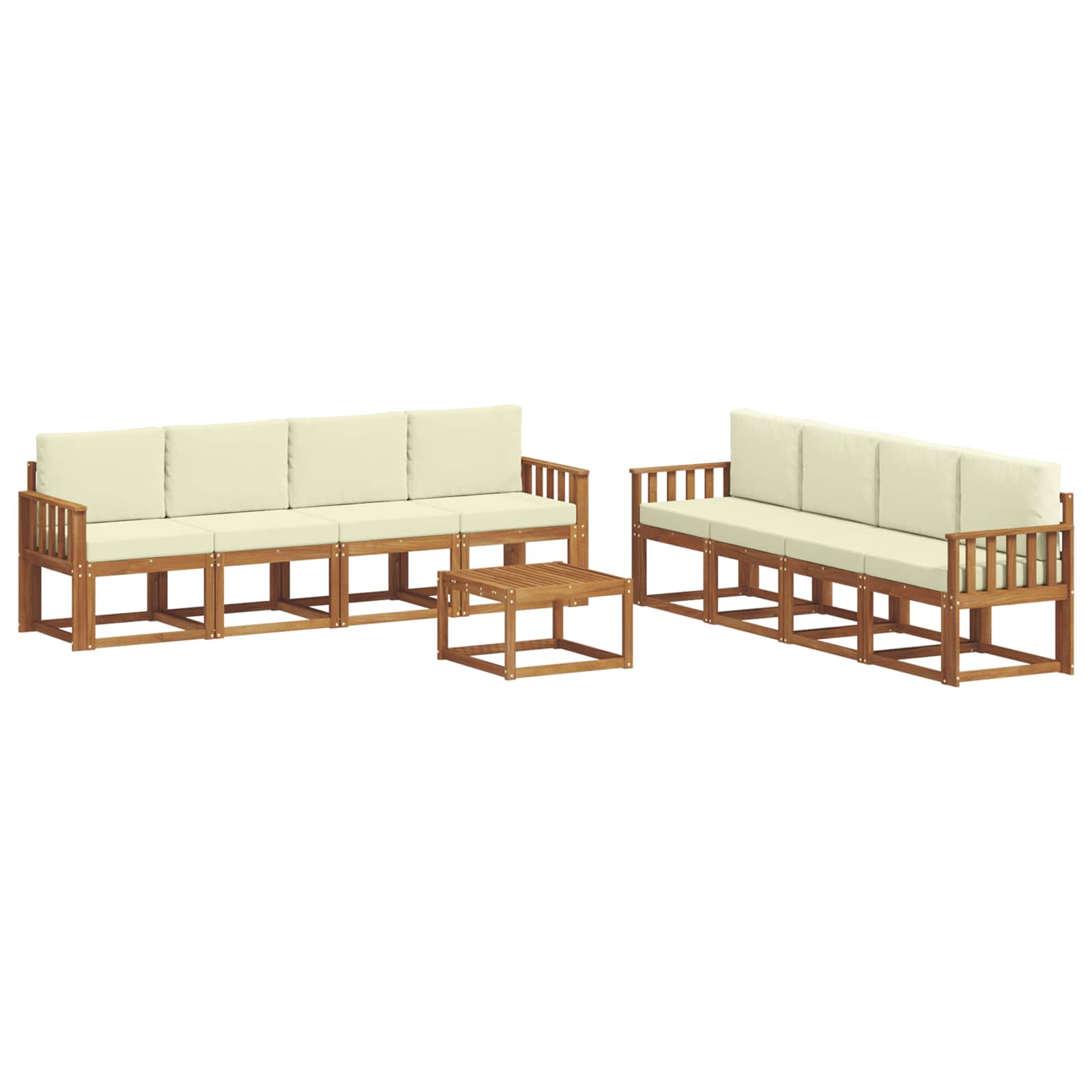 Set vanjskih sofa s jastukom 9 pcs Prirodna i krem