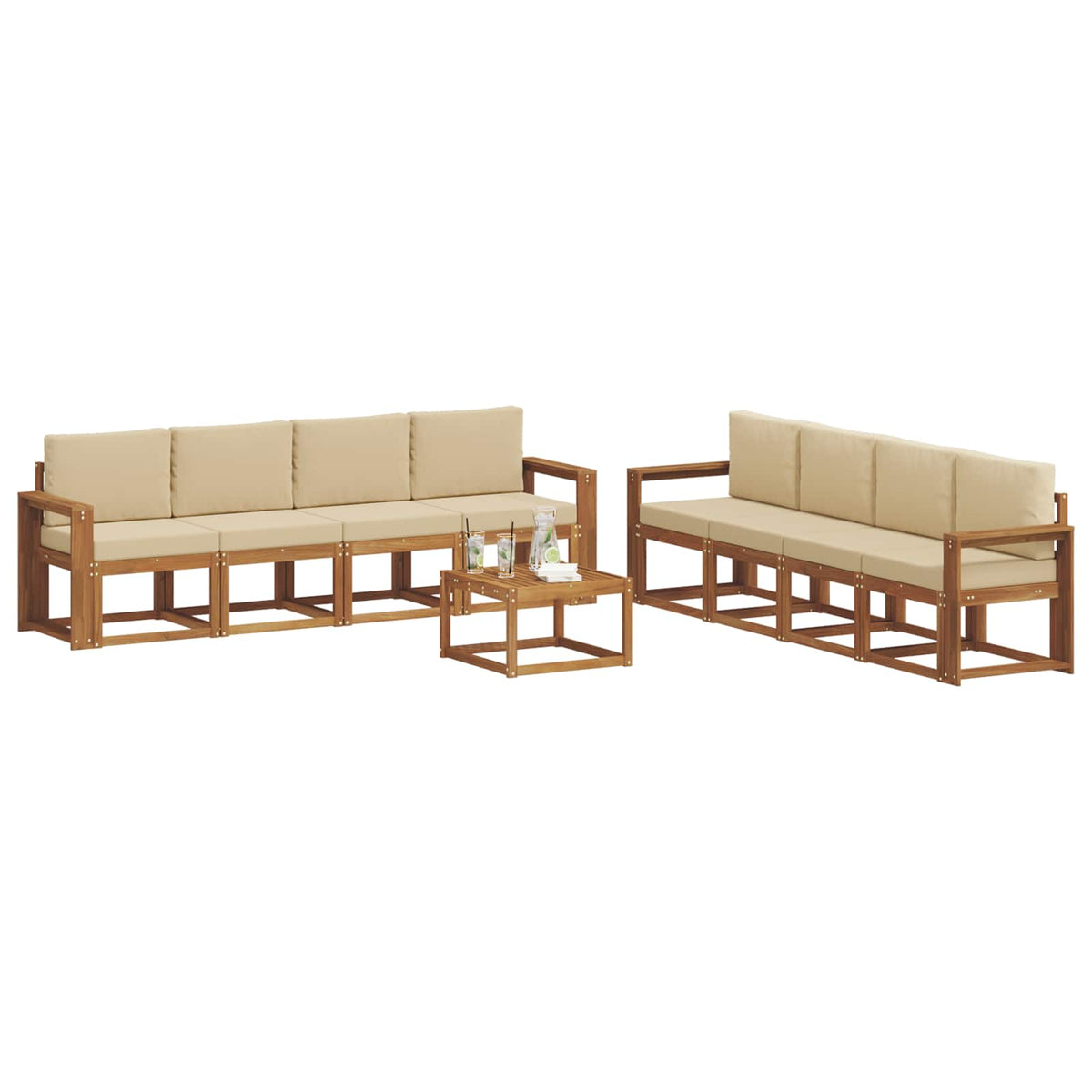 Set vanjskih sofa 9 kom. Prirodna i bež