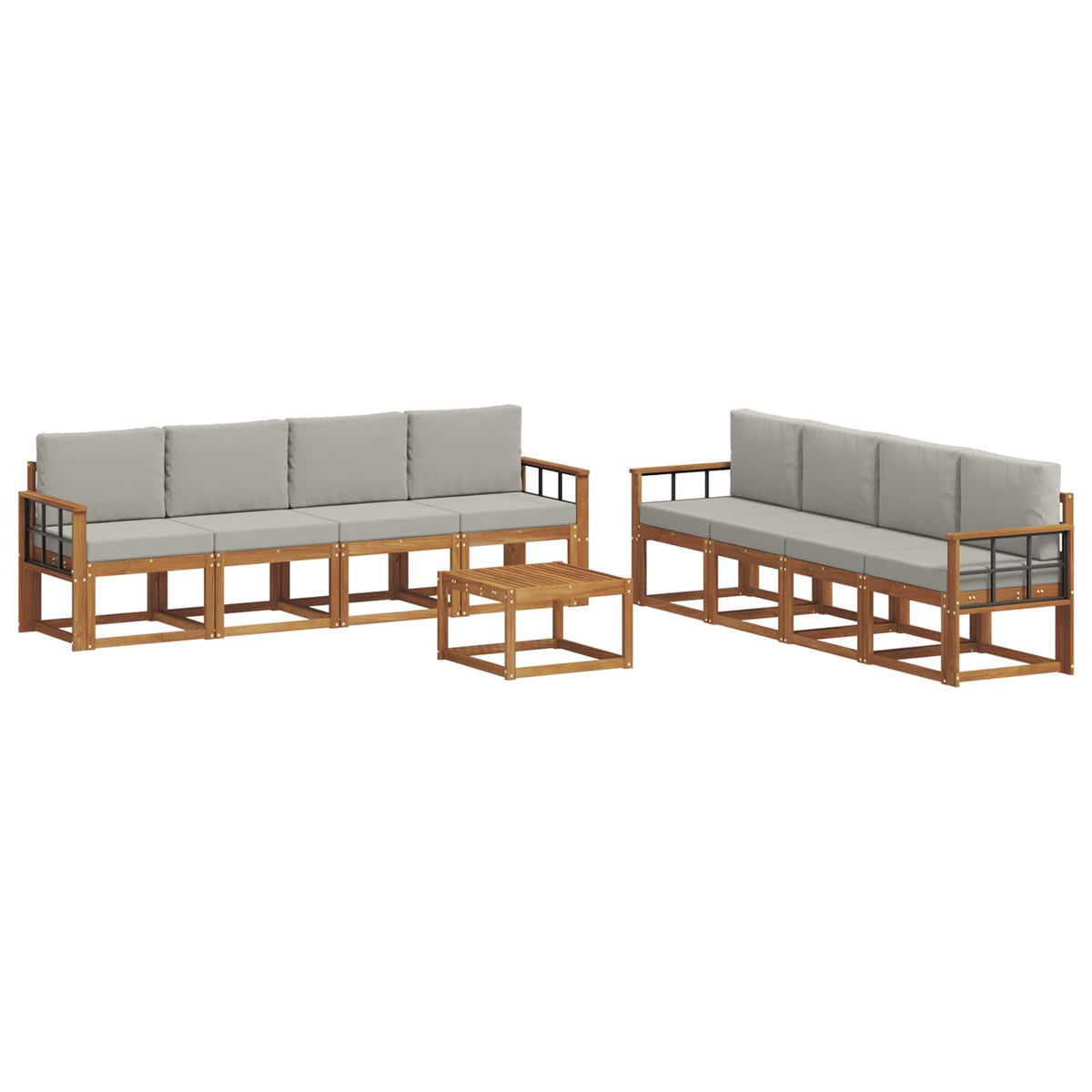 Set vanjskih sofa 9 kom. Prirodna i svijetlo siva