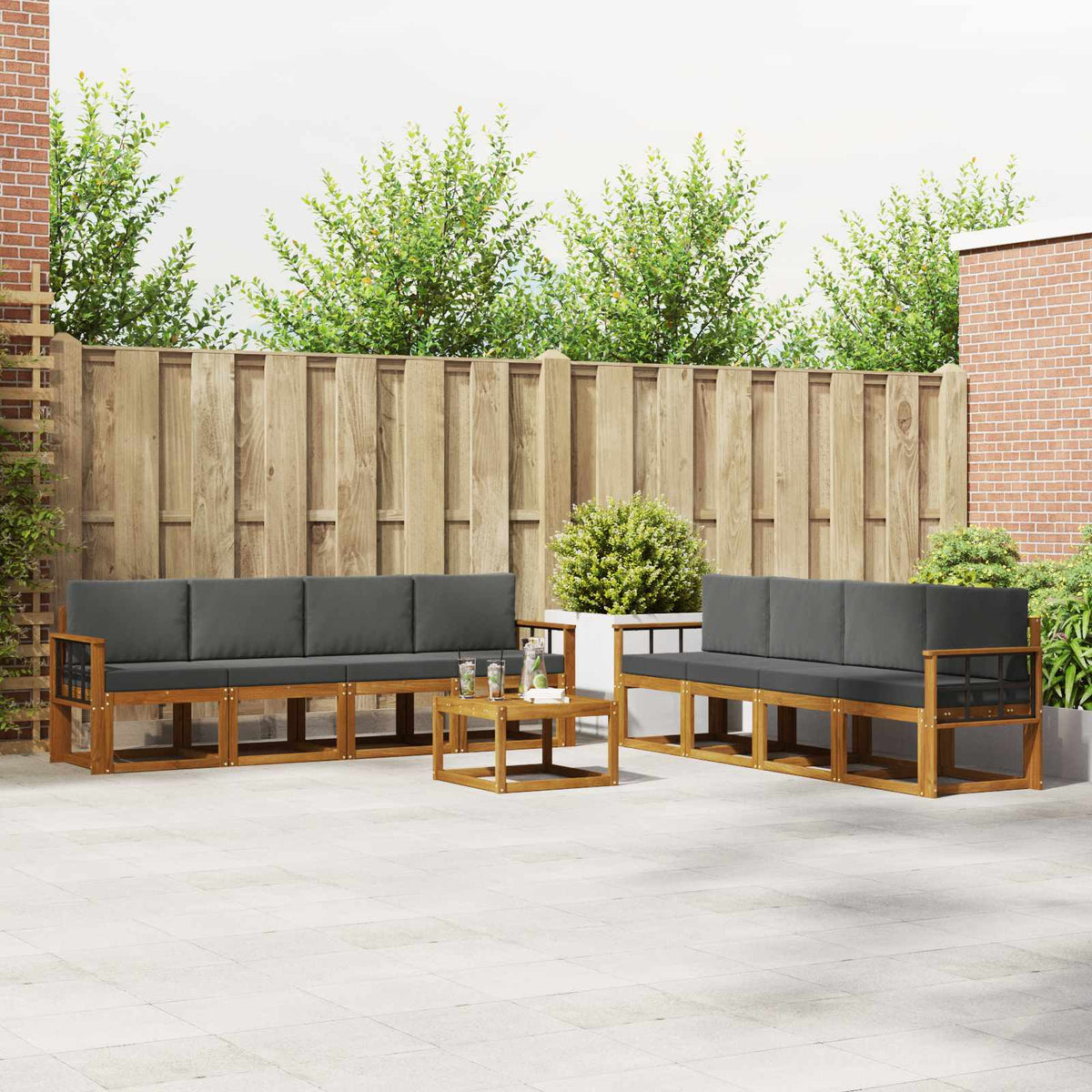 Set vanjskih sofa 9 kom. Prirodna i antracit