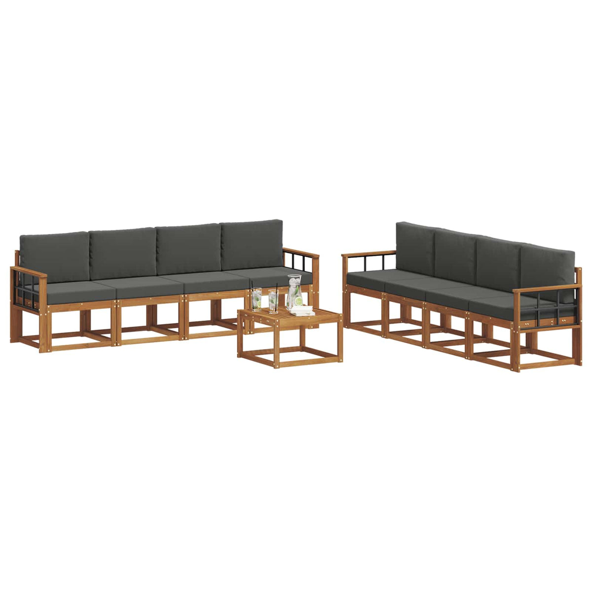 Set vanjskih sofa 9 kom. Prirodna i antracit