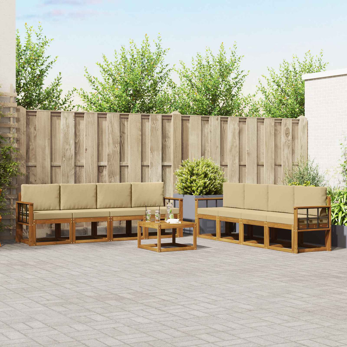 Set vanjskih sofa 9 kom. Prirodna i bež