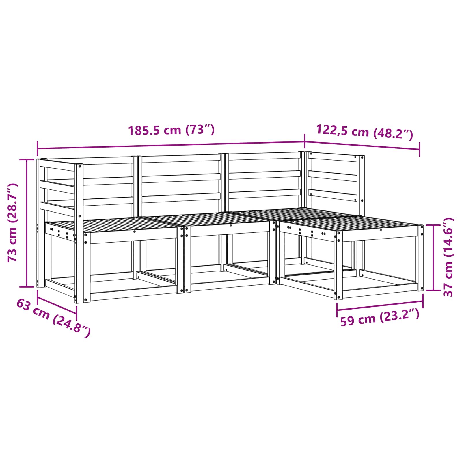 Set vanjskih sofa 4 pcs Prirodna