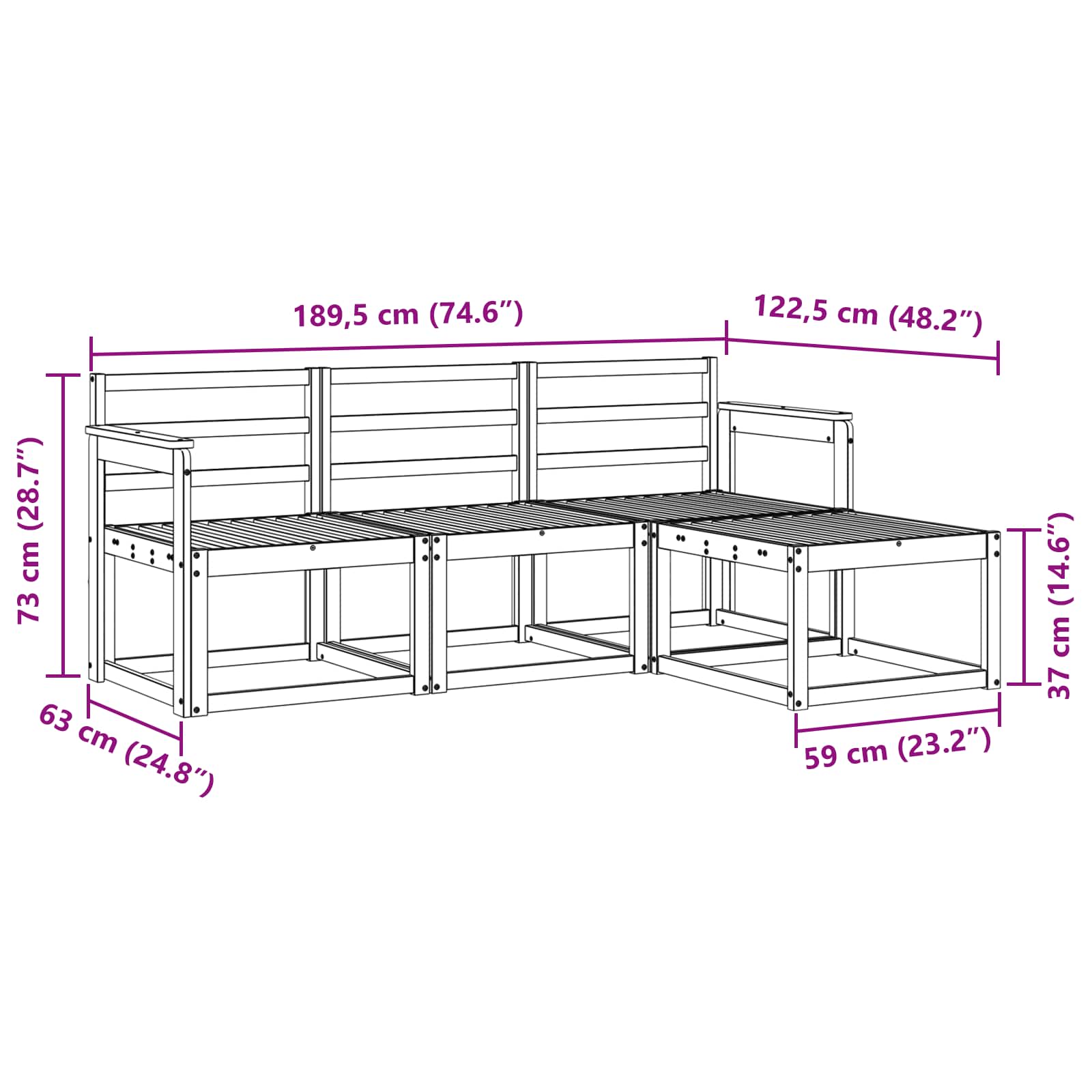 Set vanjskih sofa 4 pcs Prirodna