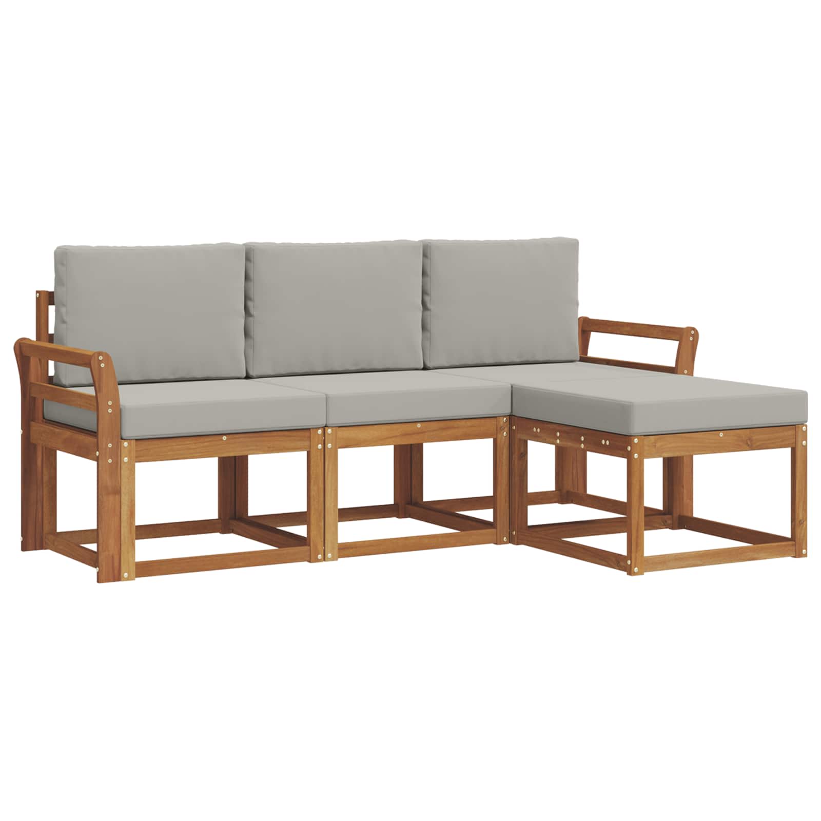 Set vanjskih sofa s jastukom 4 pcs Prirodna i svijetlo siva