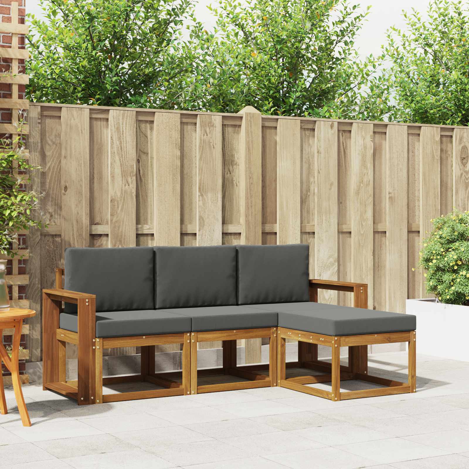 Set vanjskih sofa s jastukom 4 pcs Prirodna i antracit