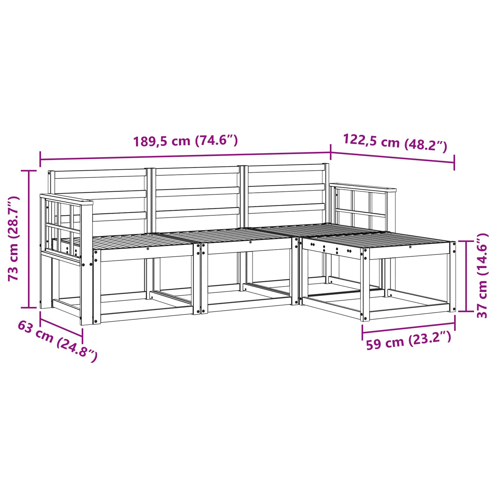 Set vanjskih sofa 4 pcs Prirodna