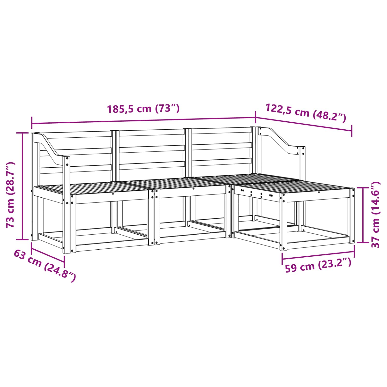 Set vanjskih sofa 4 pcs Prirodna