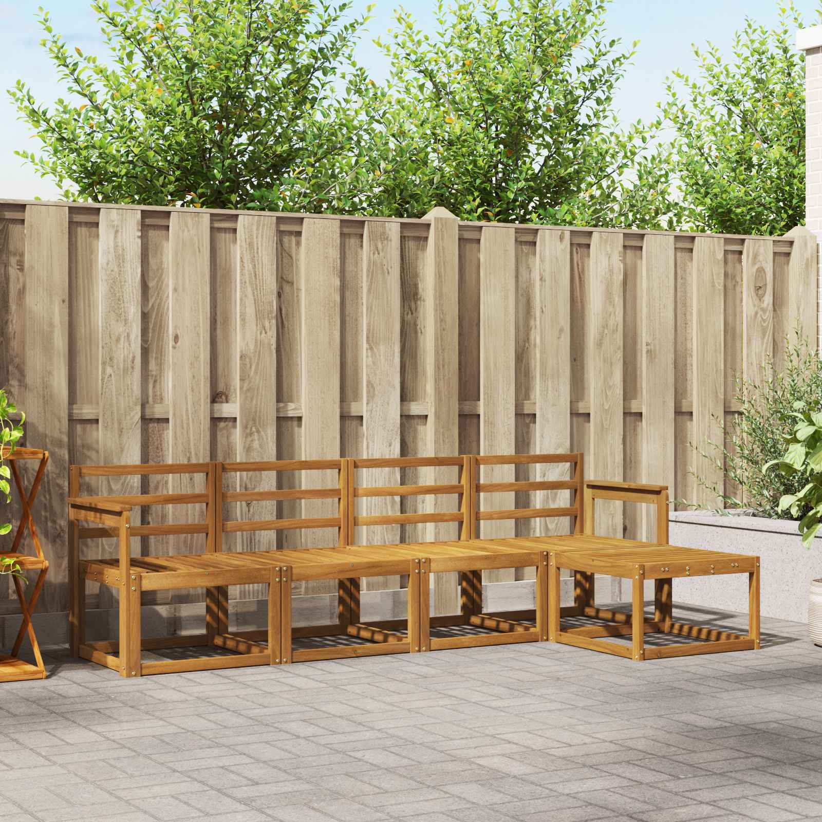 Set vanjskih sofa 5 pcs Prirodna Čvrsto drvo akacije
