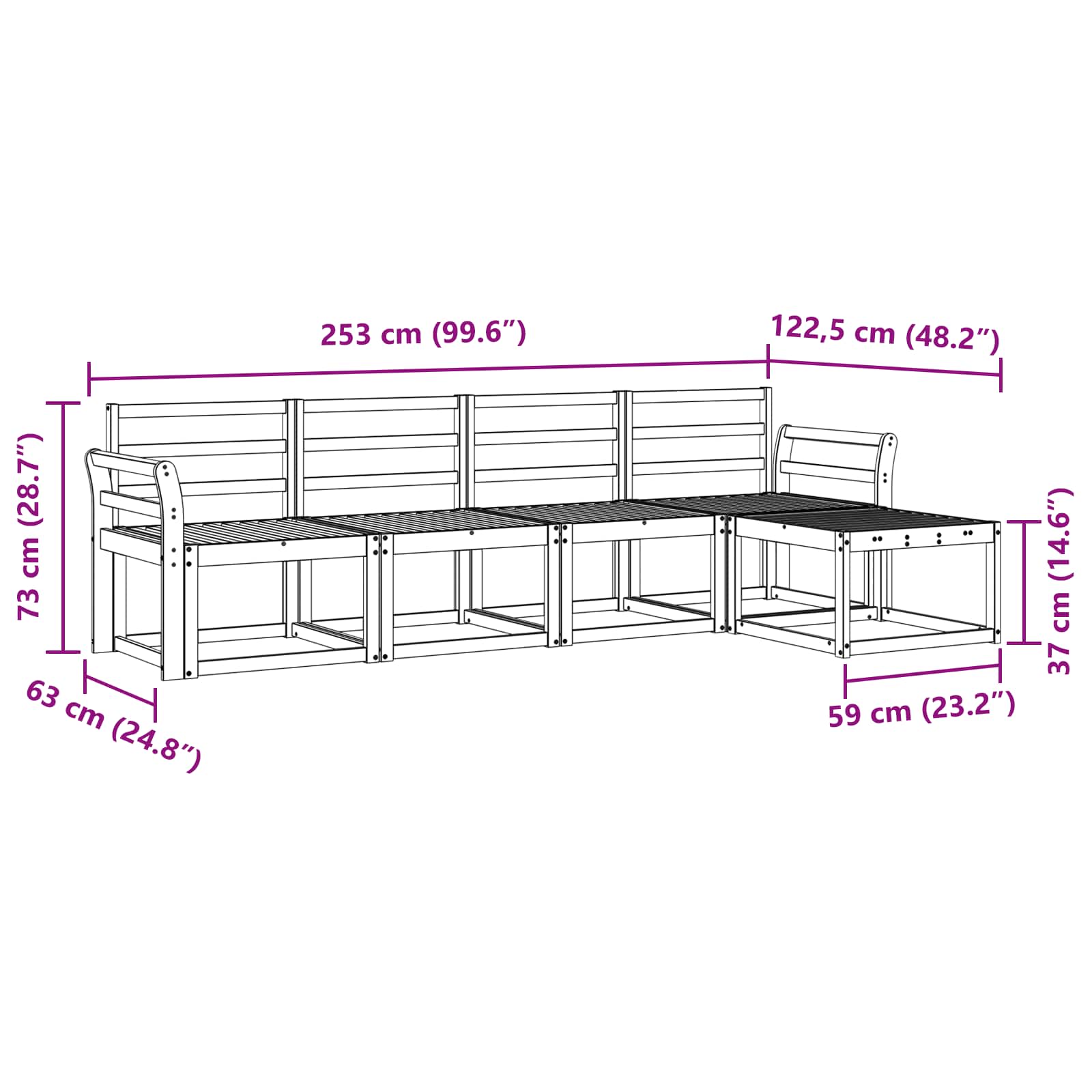Set vanjskih sofa 5 pcs Prirodna Čvrsto drvo akacije