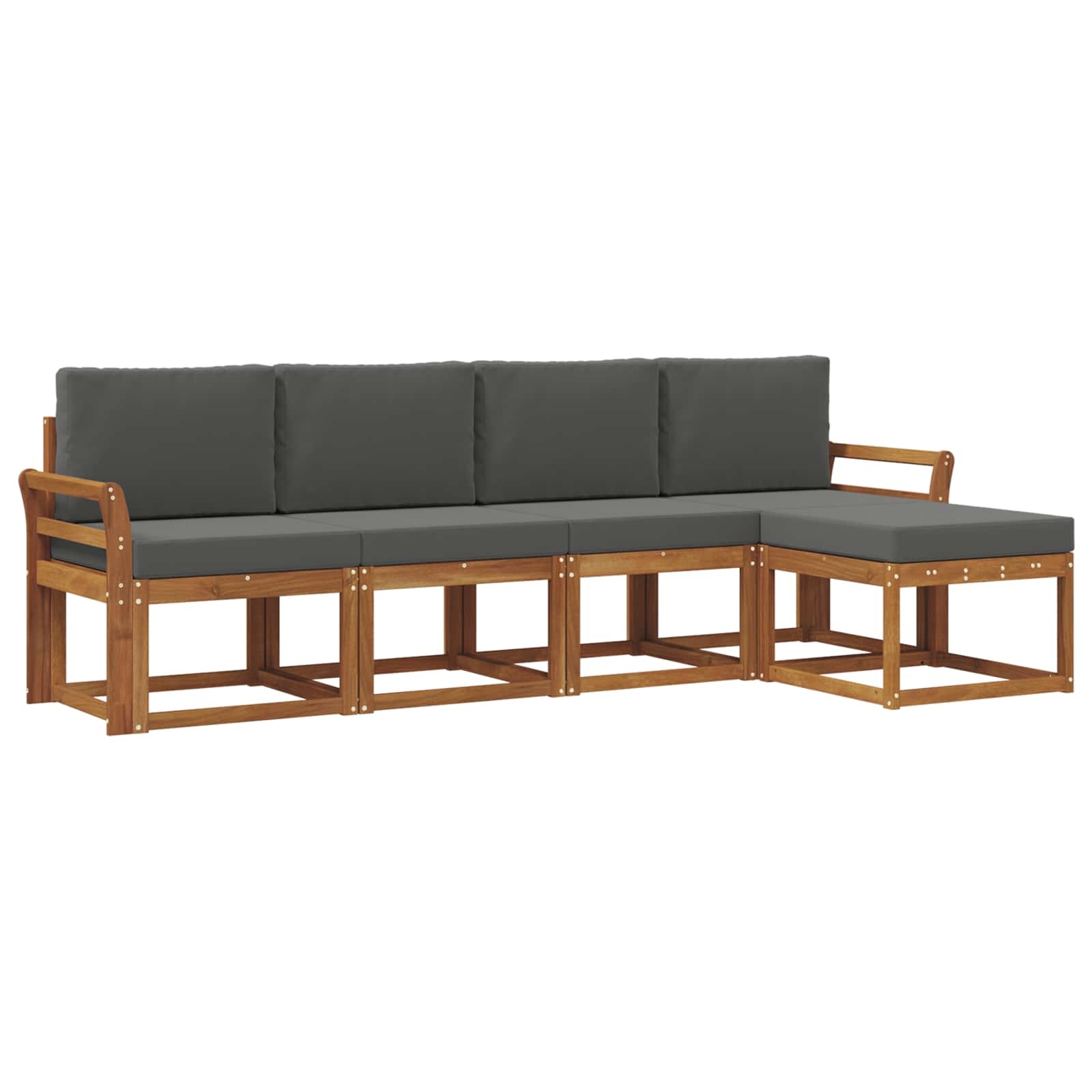 Set vanjskih sofa 5 pcs Prirodna i antracit Čvrsto drvo akacije