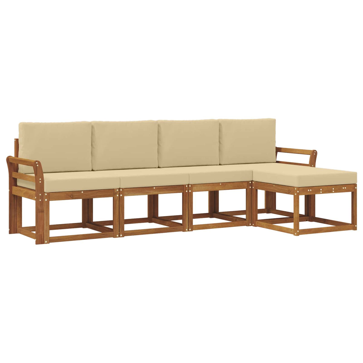 Set vanjskih sofa 5 kom. Prirodna i bež Smeđa 253 x 122,5 x 73 cm