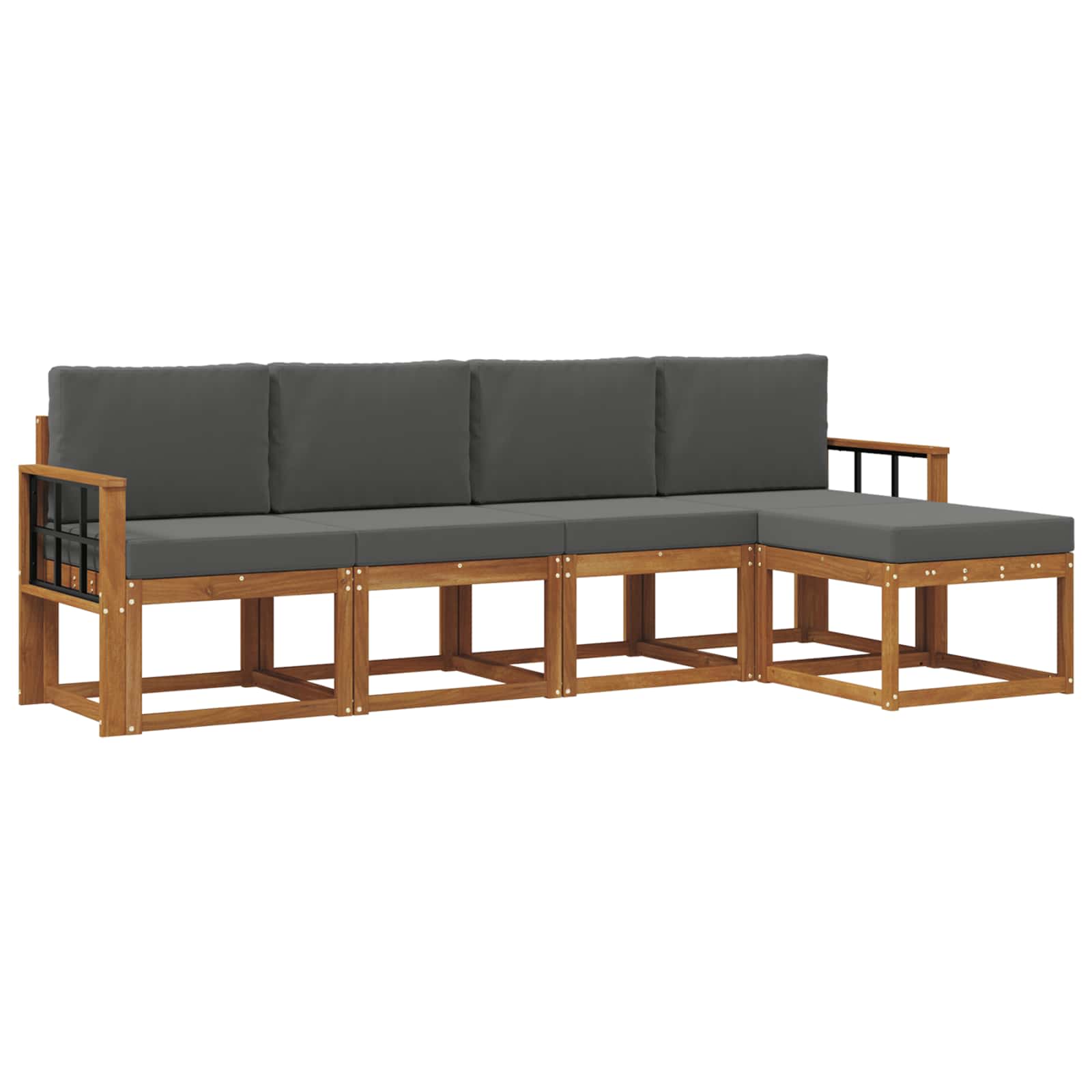 Set vanjskih sofa 5 pcs Prirodna i antracit Čvrsto drvo akacije