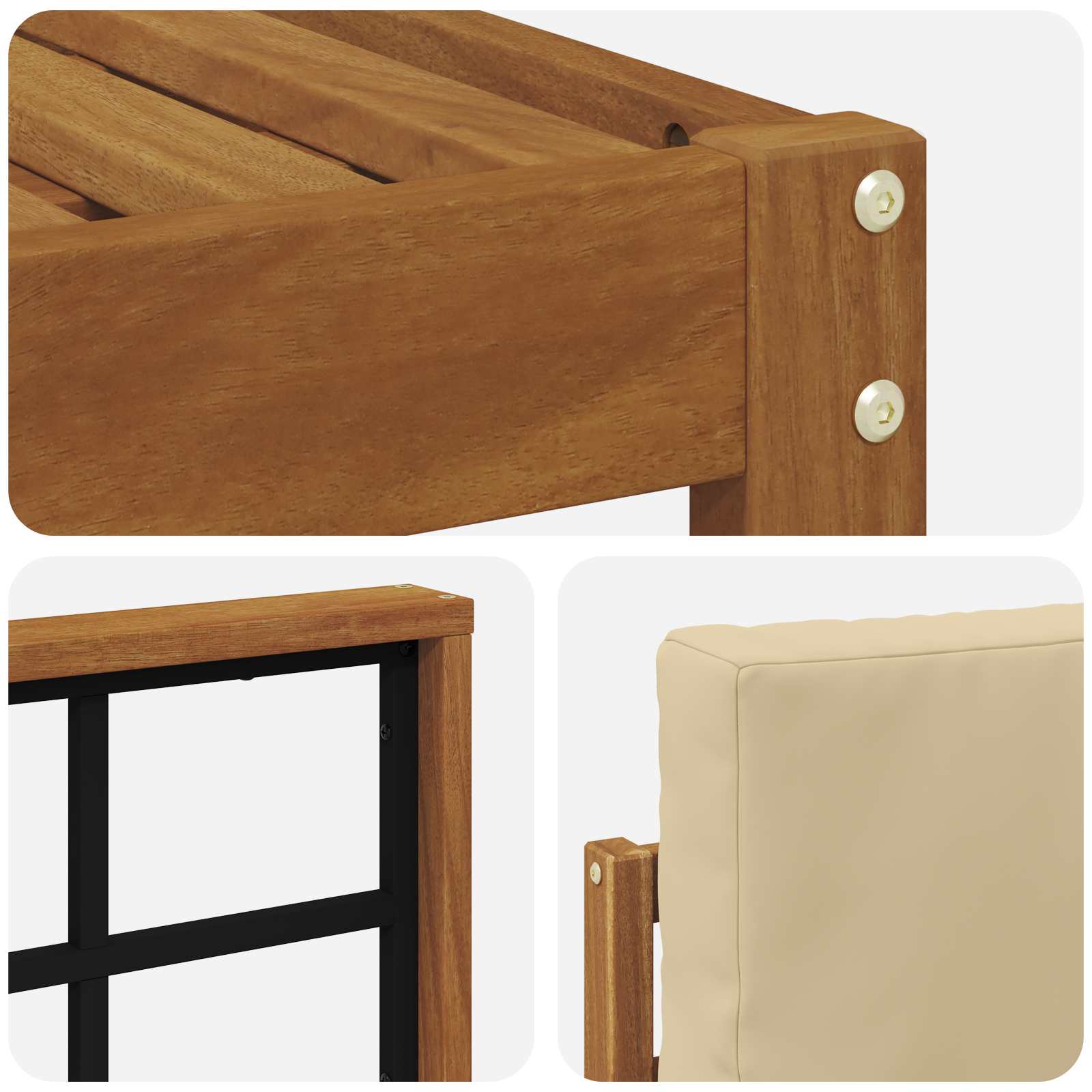 Set vanjskih sofa 5 pcs Prirodna i bež Čvrsto drvo akacije