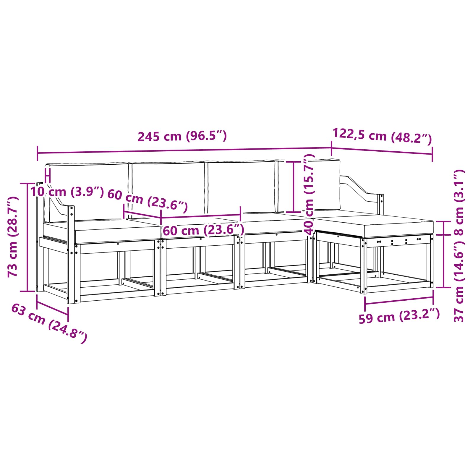 Set vanjskih sofa 5 pcs Prirodna i antracit Čvrsto drvo akacije