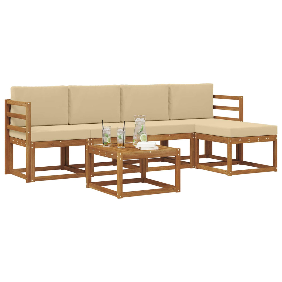 Set vanjskih sofa 6 kom. Prirodna i bež