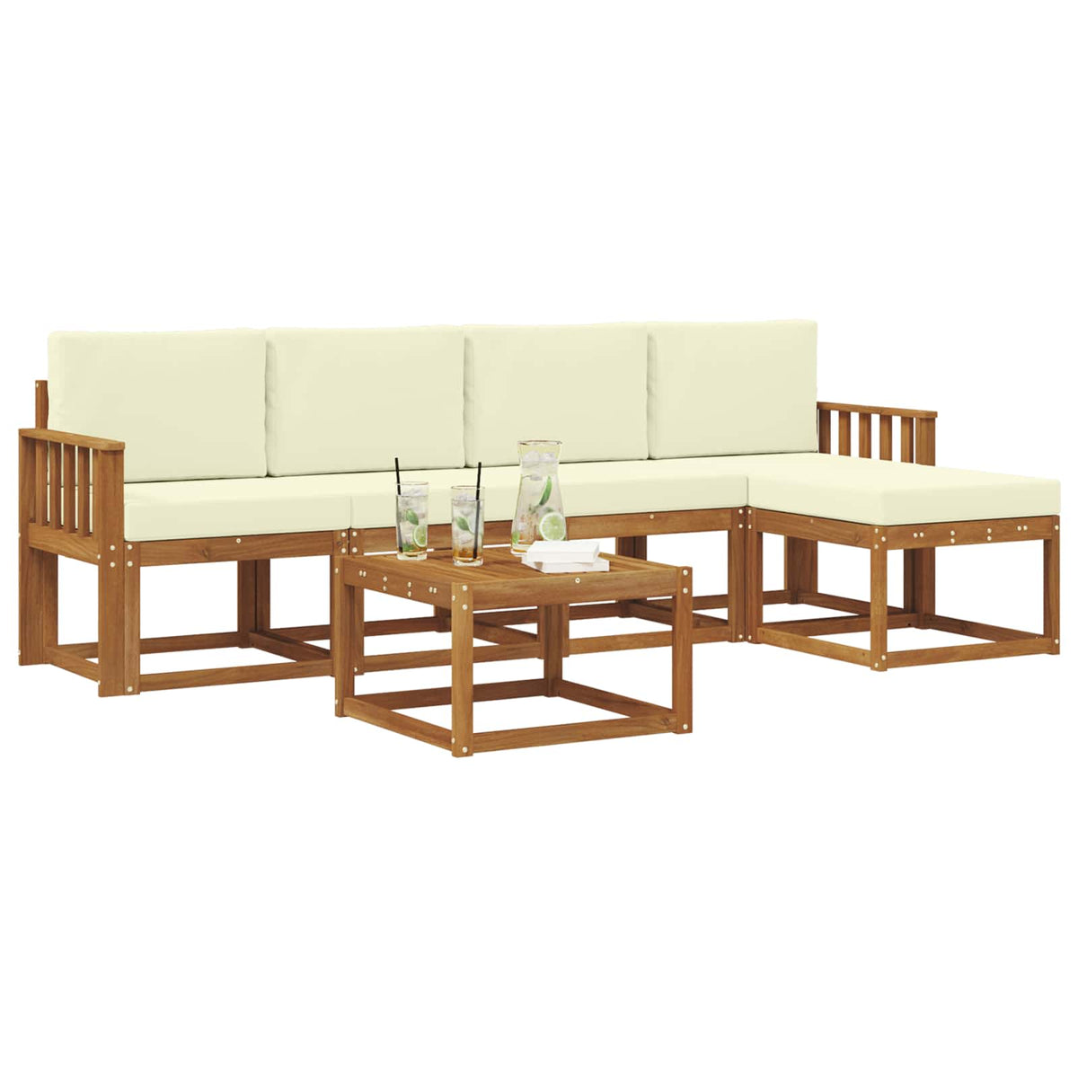 Set vanjskih sofa 6 kom. Prirodna i krem