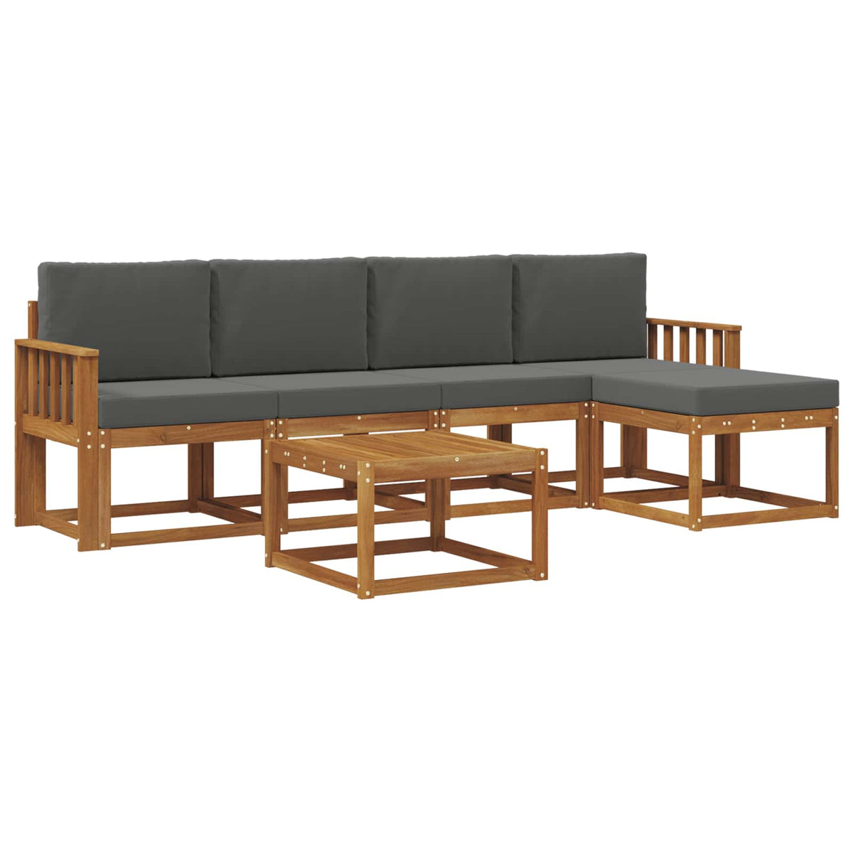 Set vanjskih sofa 6 kom. Prirodna i antracit
