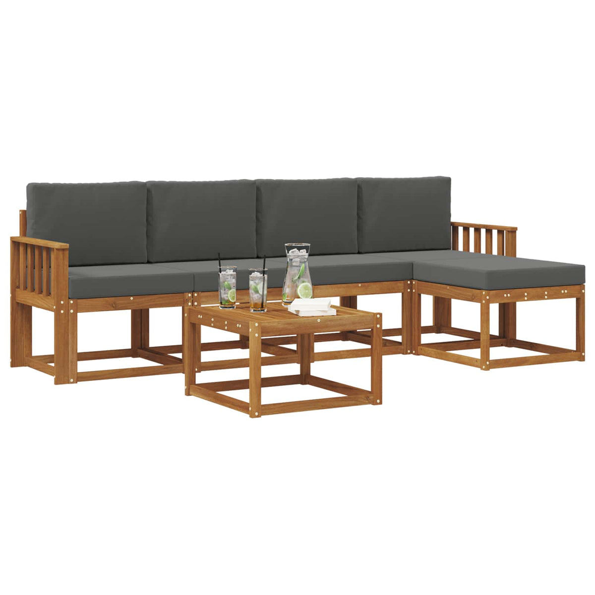 Set vanjskih sofa 6 kom. Prirodna i antracit