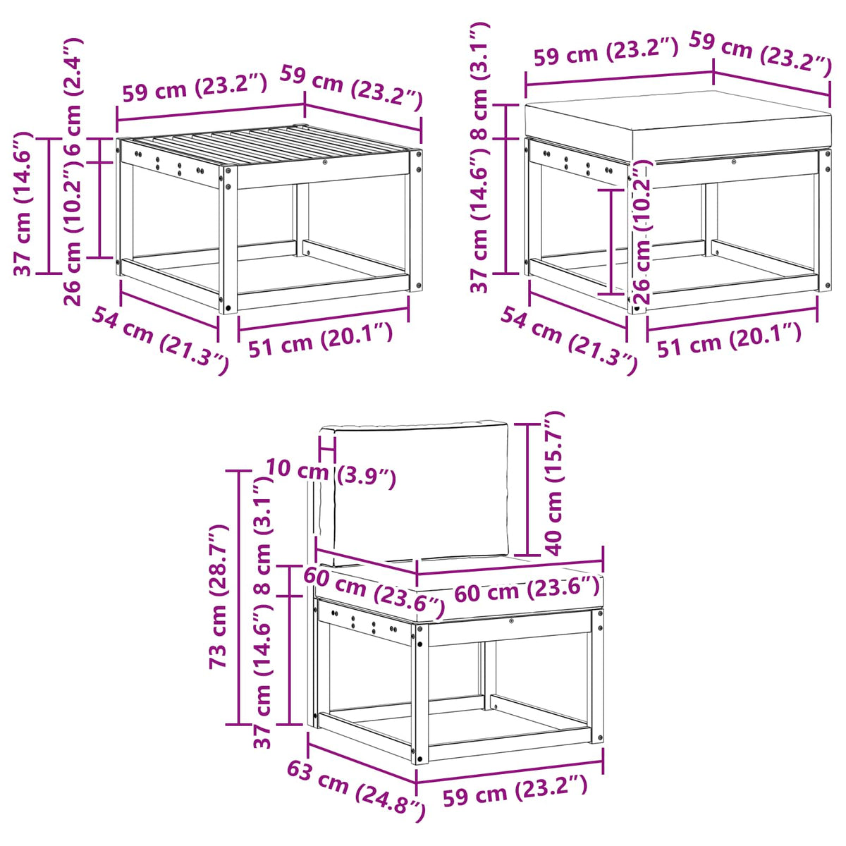 Set vanjskih sofa 6 kom. Prirodna i antracit