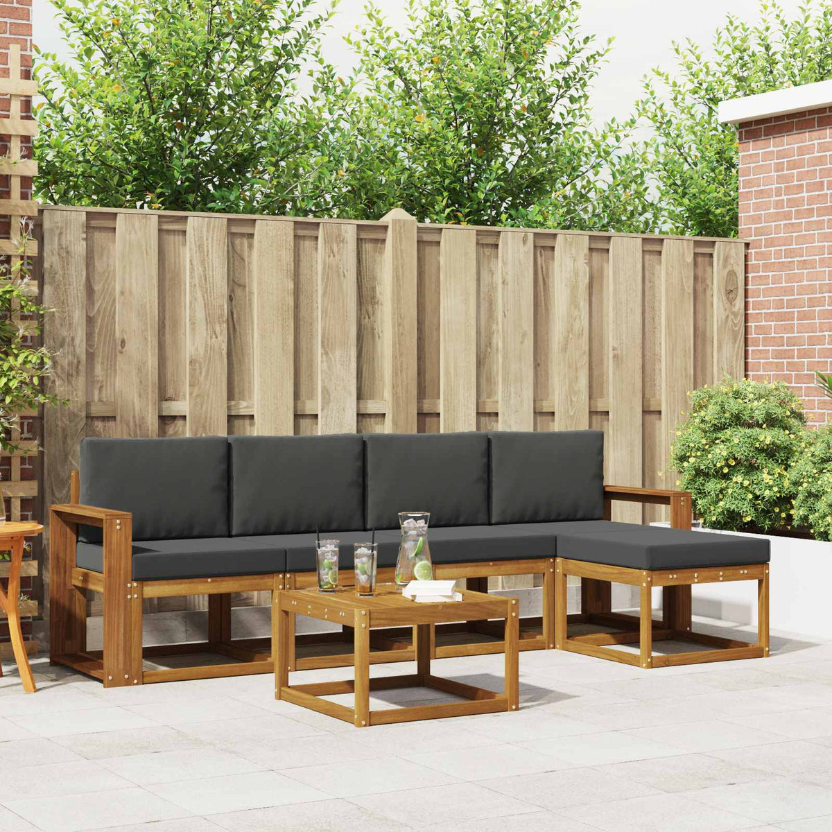 Set vanjskih sofa 6 kom. Prirodna i antracit