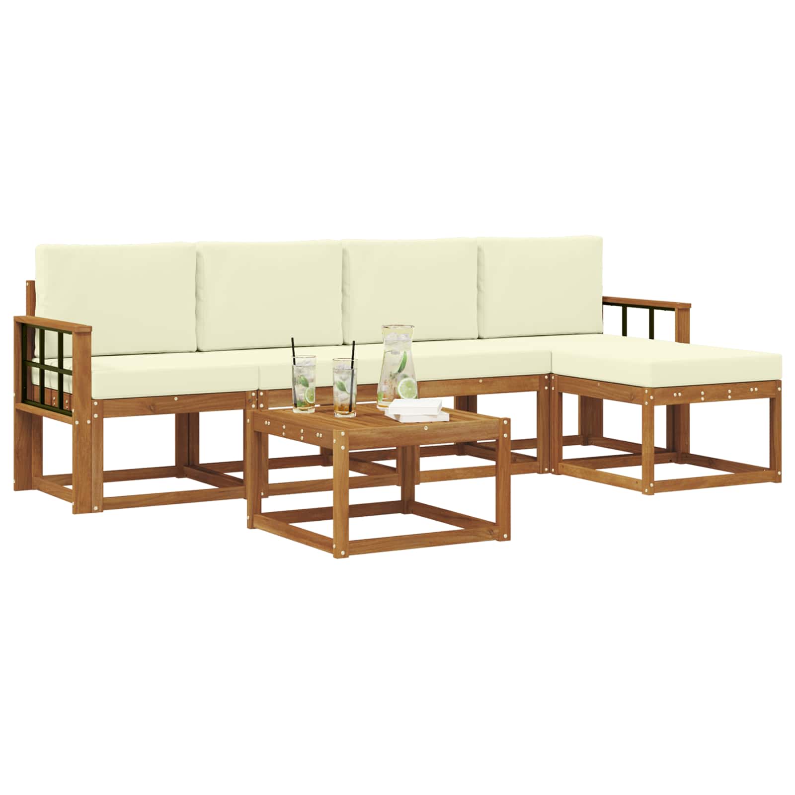 Set vanjskih sofa s jastukom 6 pcs Prirodna i krem