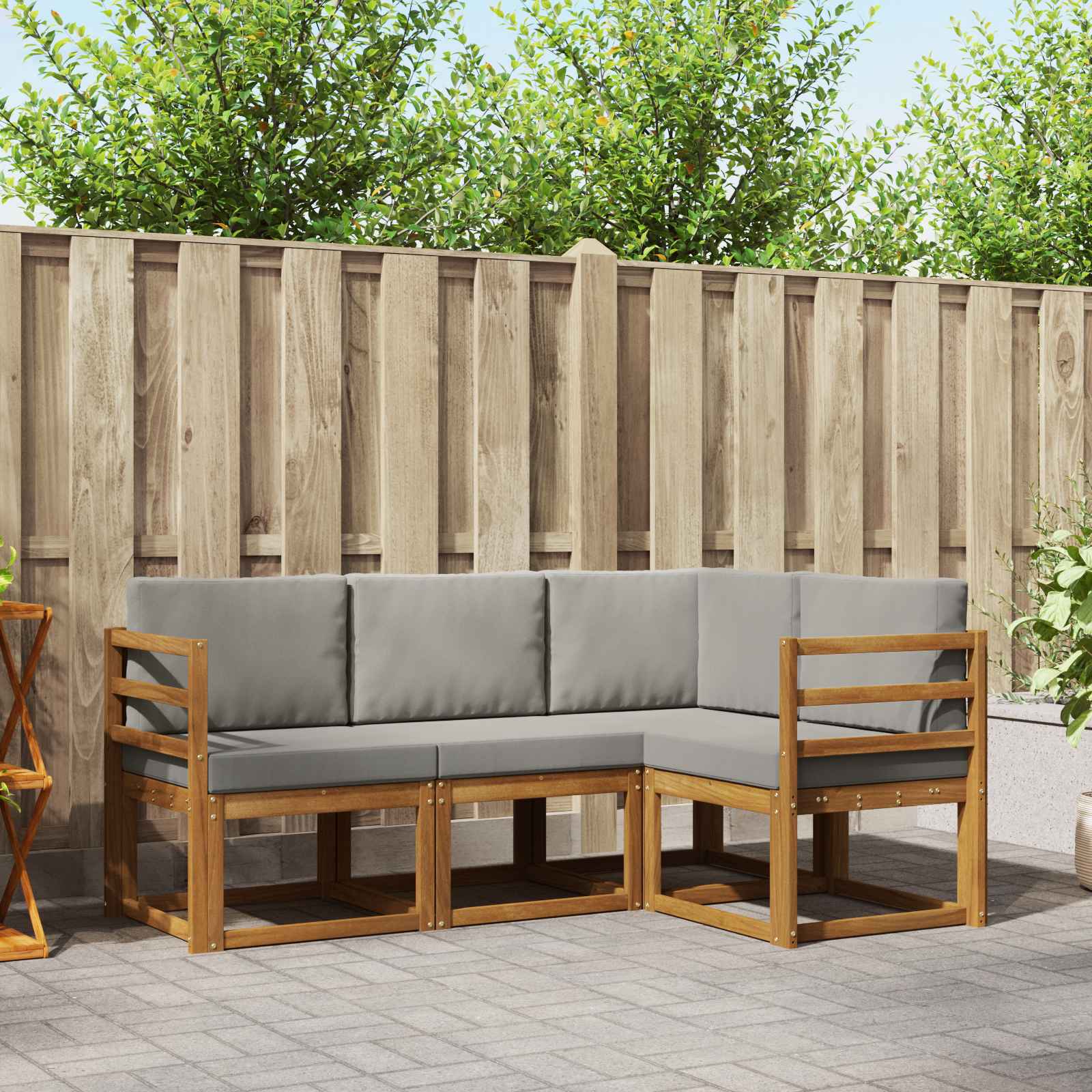 Set vanjskih sofa s jastukom 4 pcs Prirodna i svijetlo siva