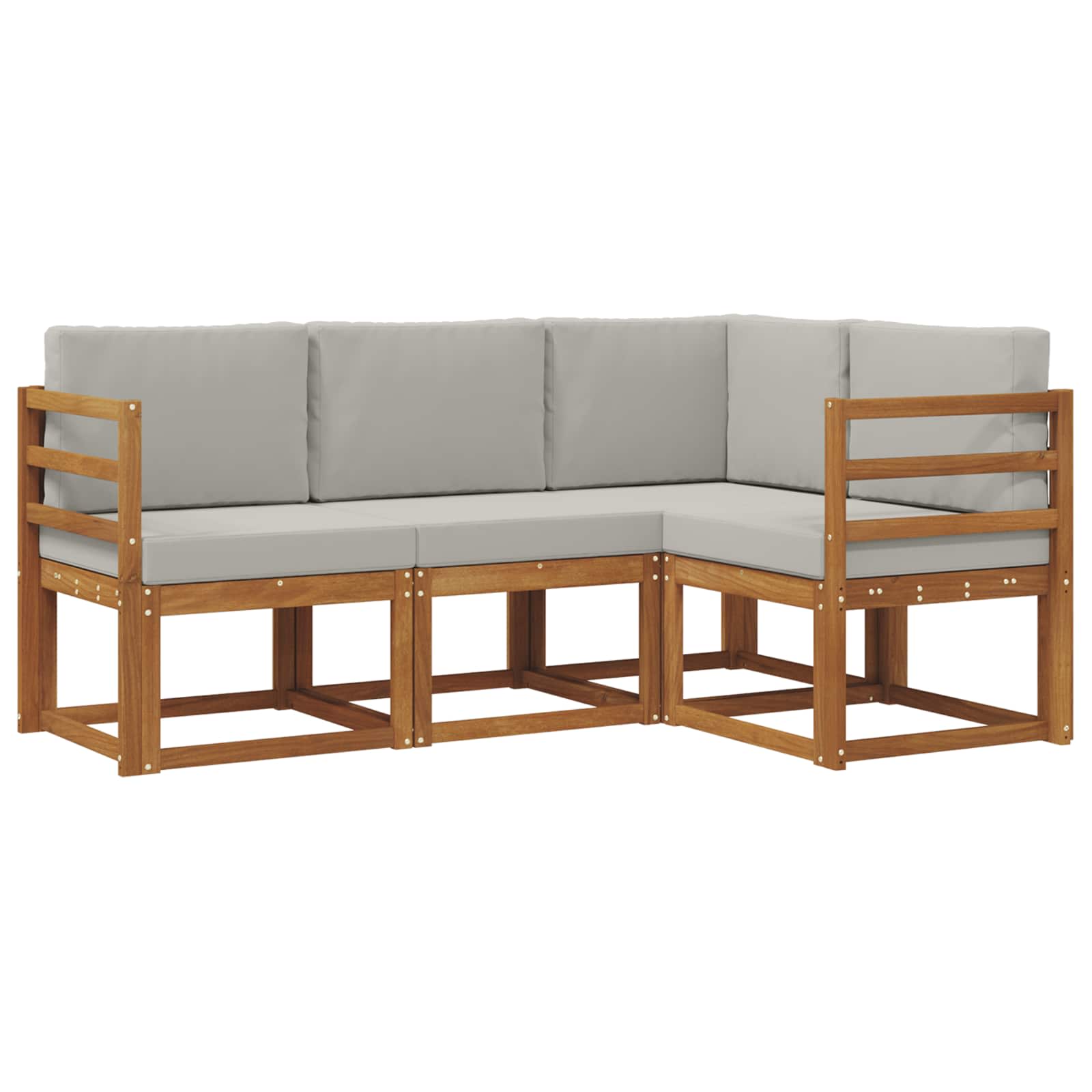 Set vanjskih sofa s jastukom 4 pcs Prirodna i svijetlo siva