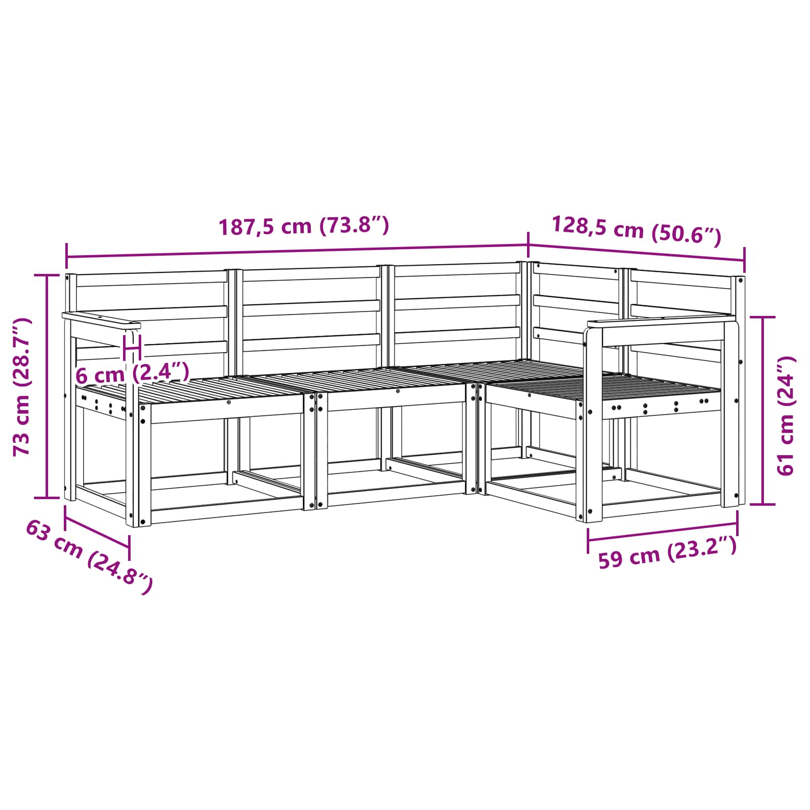 Set vanjskih sofa 4 pcs Prirodna Čvrsto drvo akacije