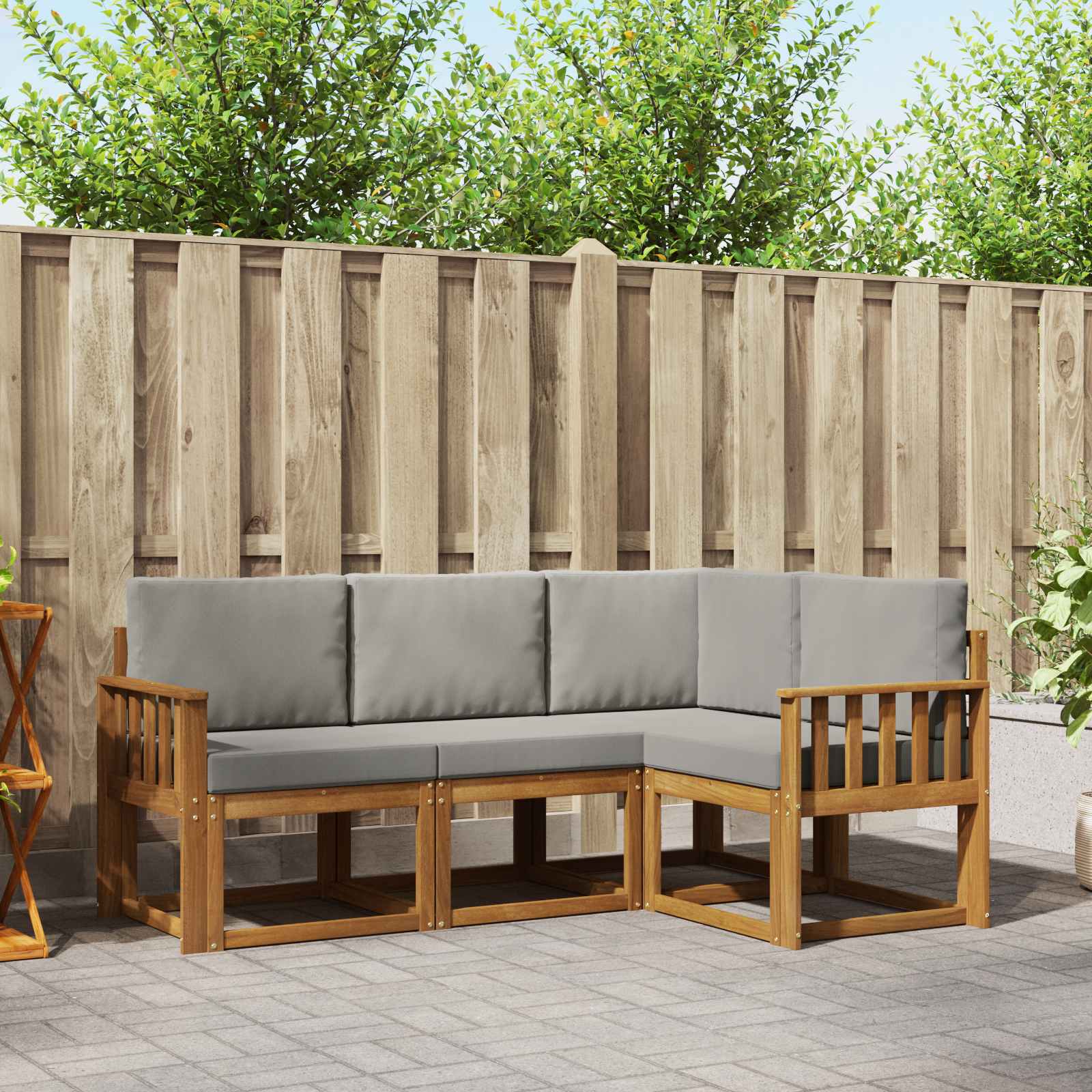 Set vanjskih sofa s jastukom 4 pcs Prirodna i svijetlo siva