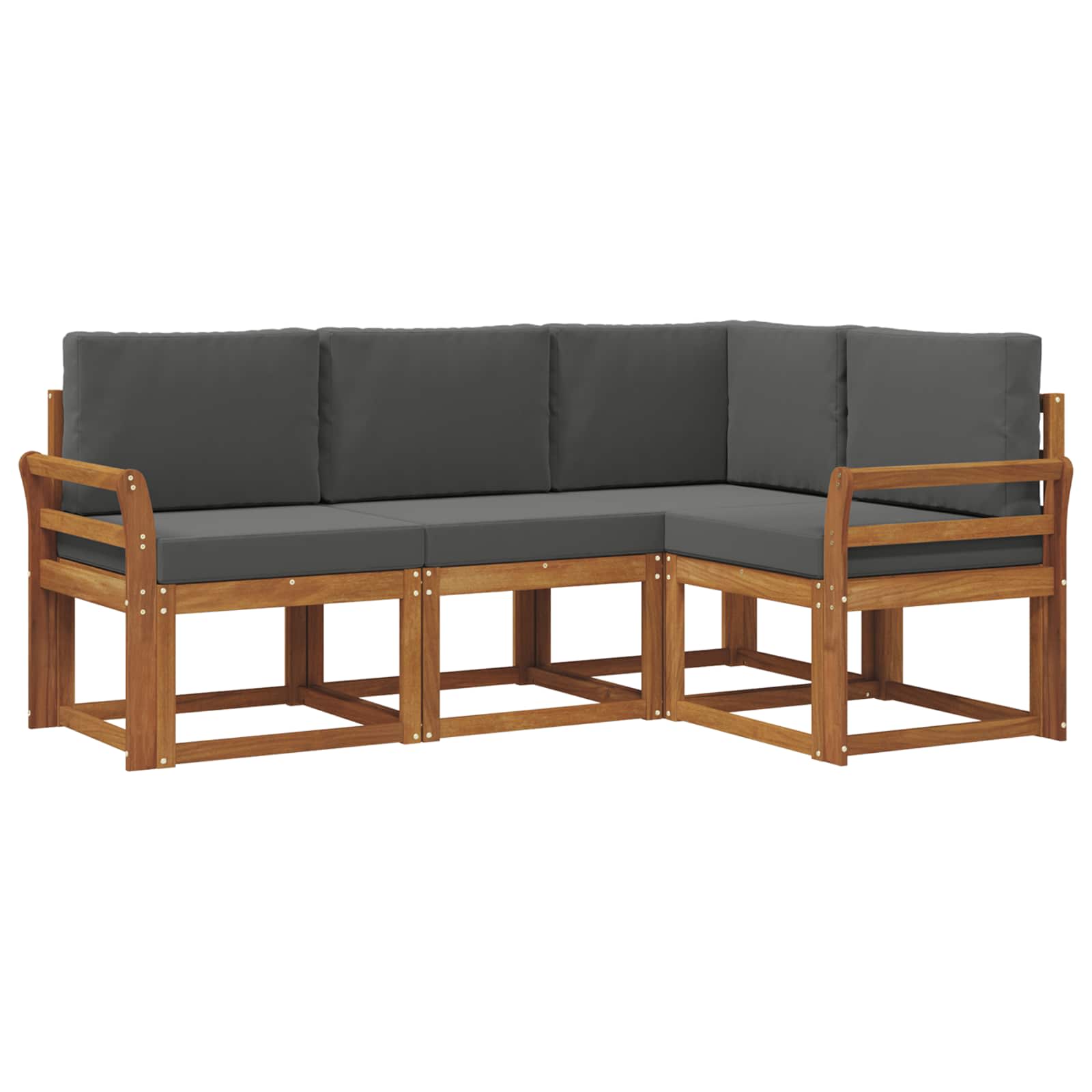 Set vanjskih sofa s jastukom 4 pcs Prirodna i antracit
