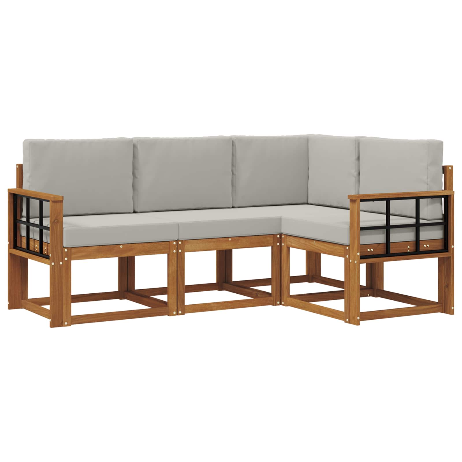 Set vanjskih sofa s jastukom 4 pcs Prirodna i svijetlo siva