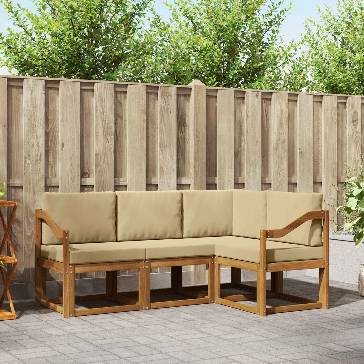 Set vanjskih sofa 4 kom. Prirodna i bež Smeđa 185,5 x 126,5 x 73 cm