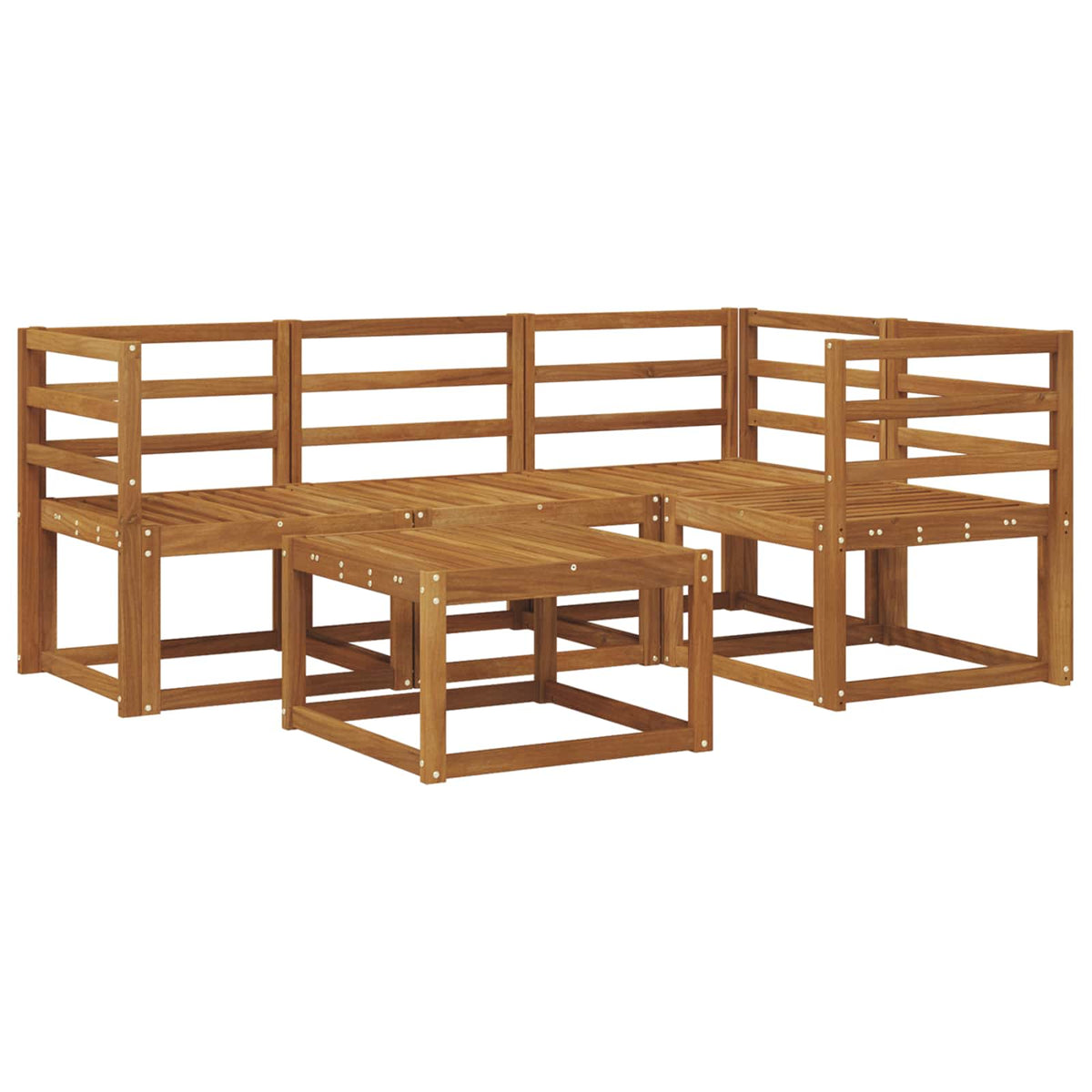 Set vanjskih sofa 5 kom. Prirodna Čvrsto drvo akacije Smeđa 59 x 59 x 37 cm
