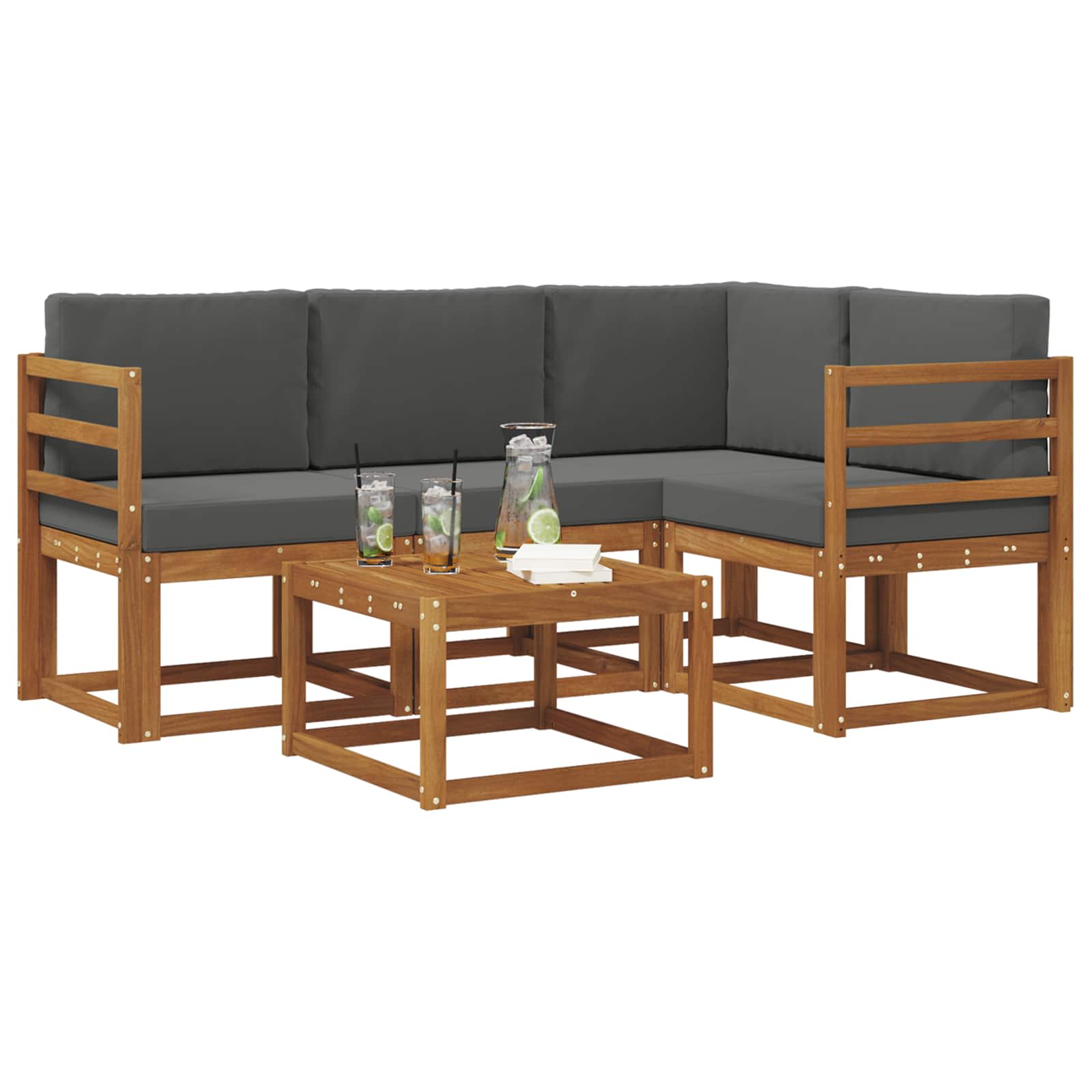 Set vanjskih sofa s jastukom 5 pcs Prirodna i antracit
