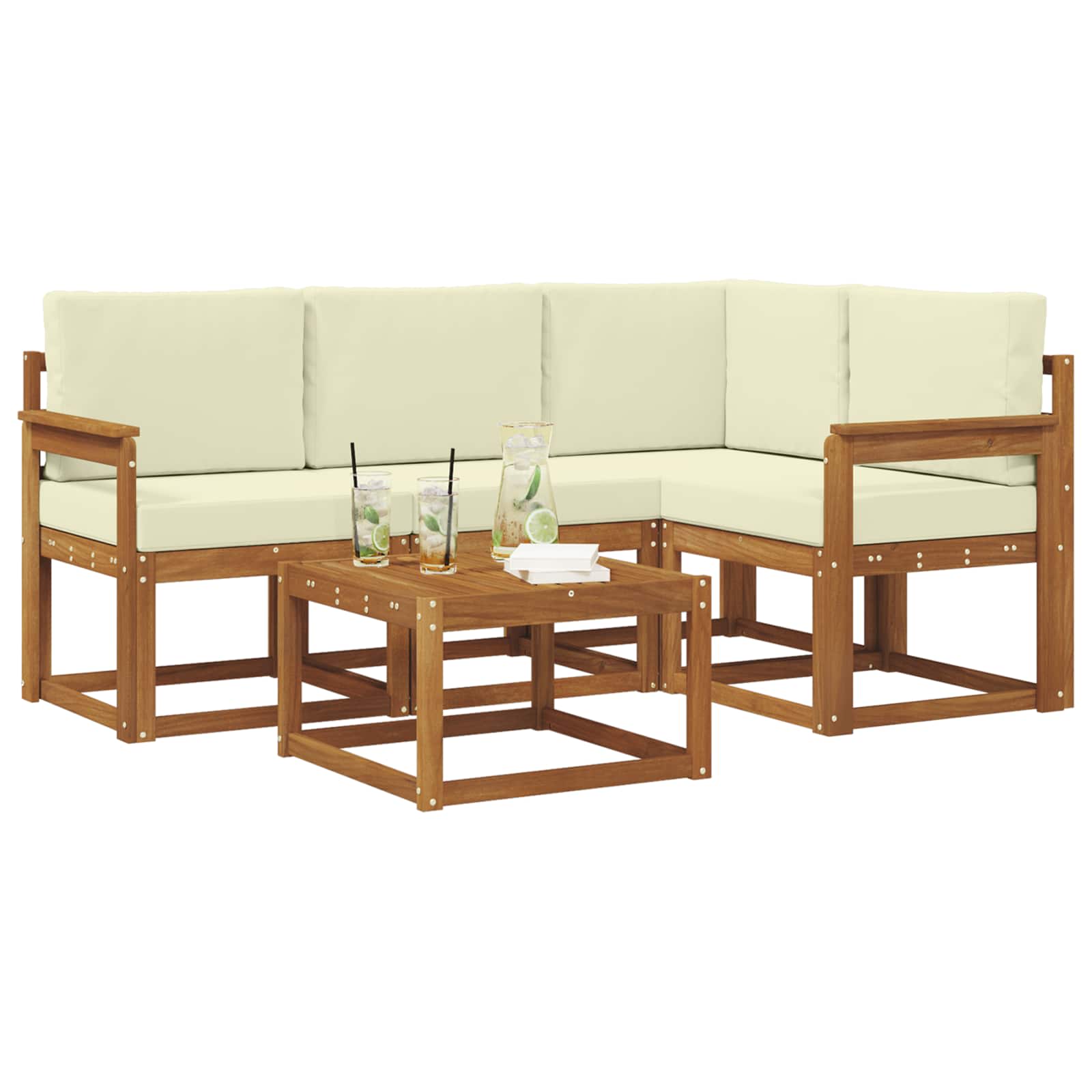 Set vanjskih sofa s jastukom 5 pcs Prirodna i krem